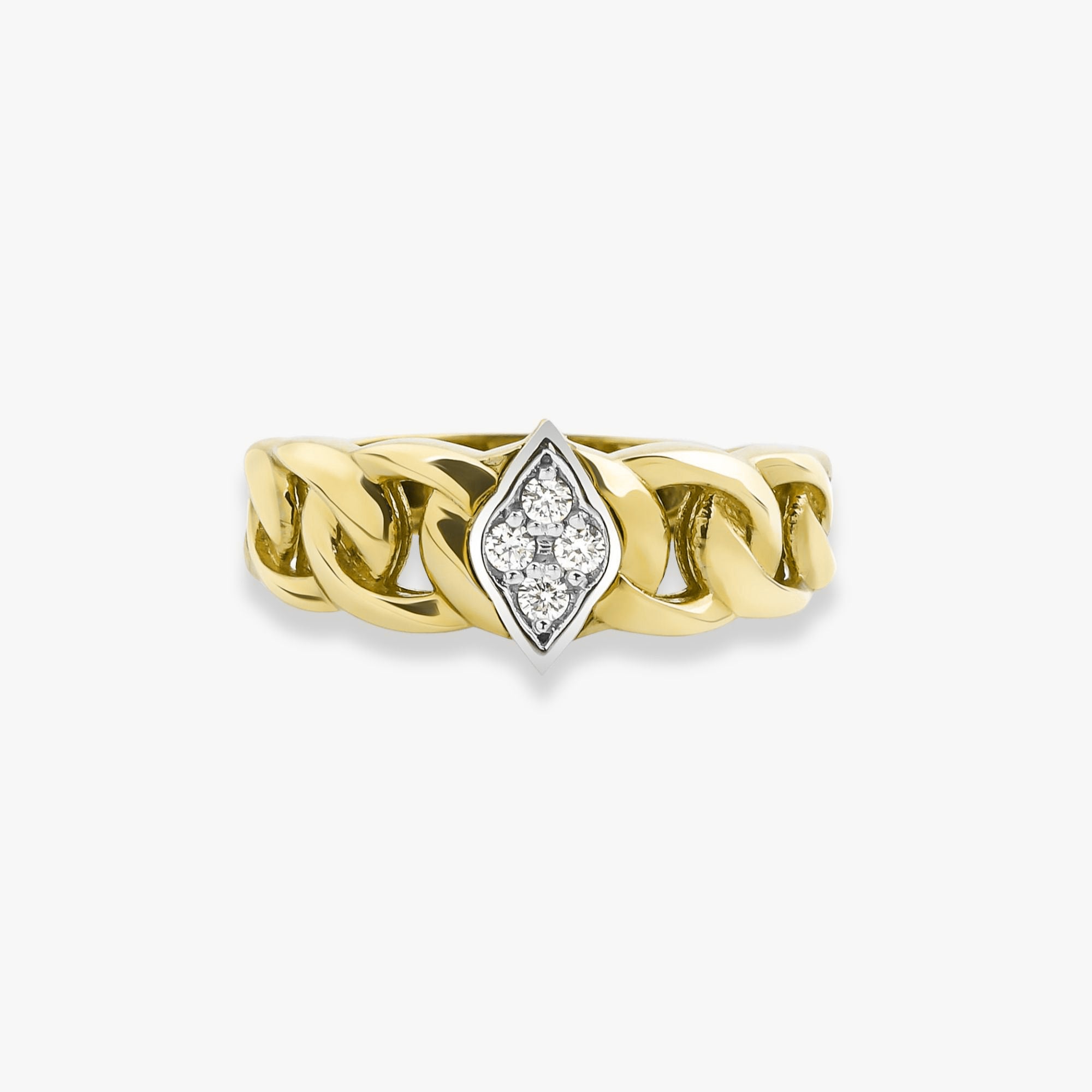 Diamond Dimension Chain Ring in 14K Gold