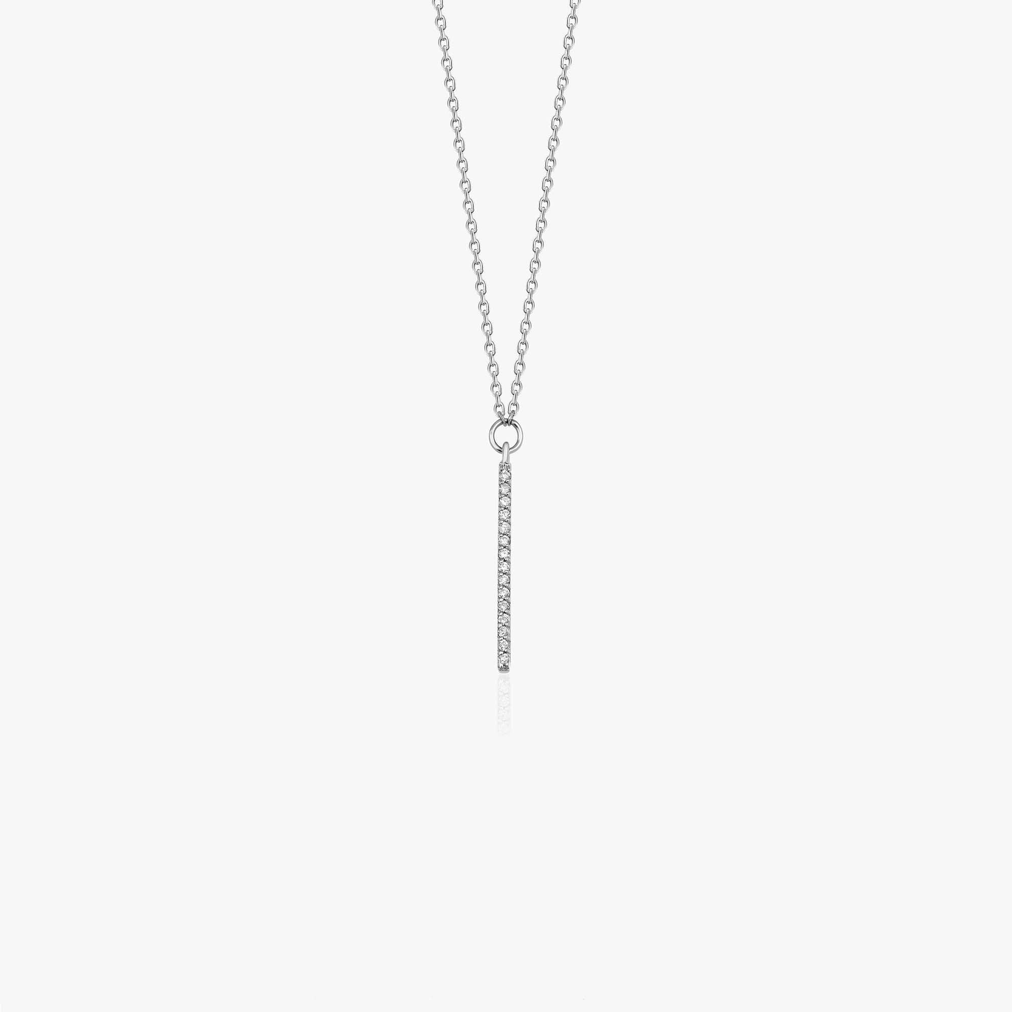 Minimal Vertical Diamond Bar Necklace in 14K Gold