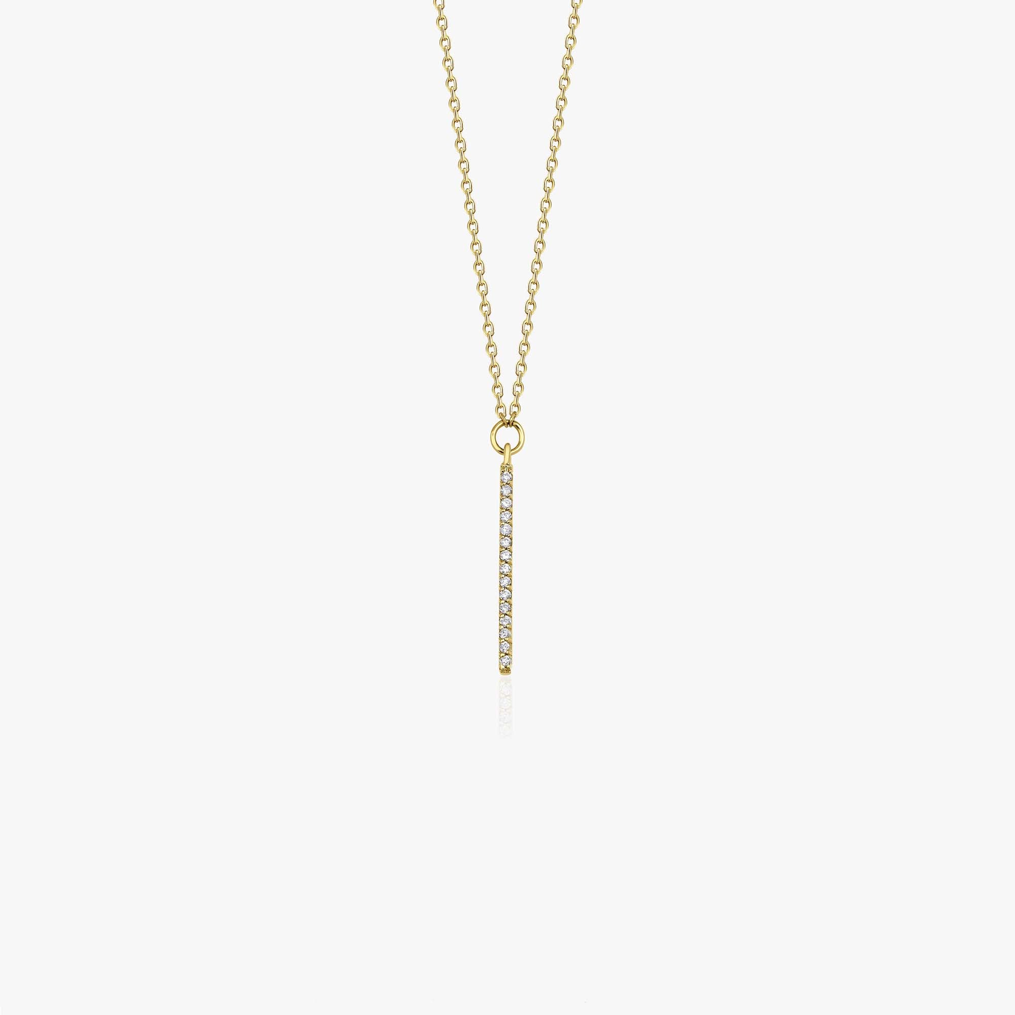 Minimal Vertical Diamond Bar Necklace in 14K Gold