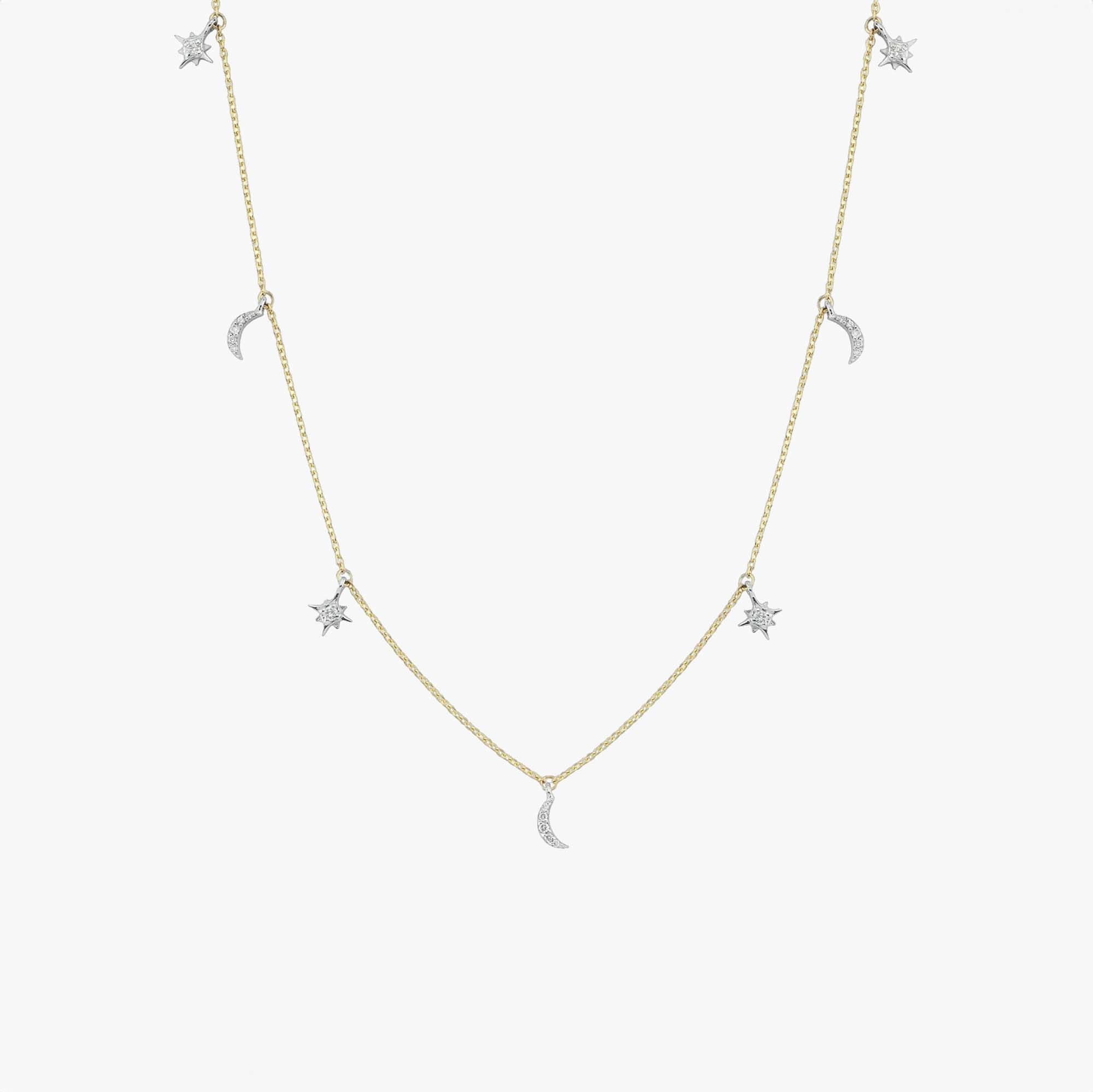 Diamond Celestial Station Necklace in 14K Gold