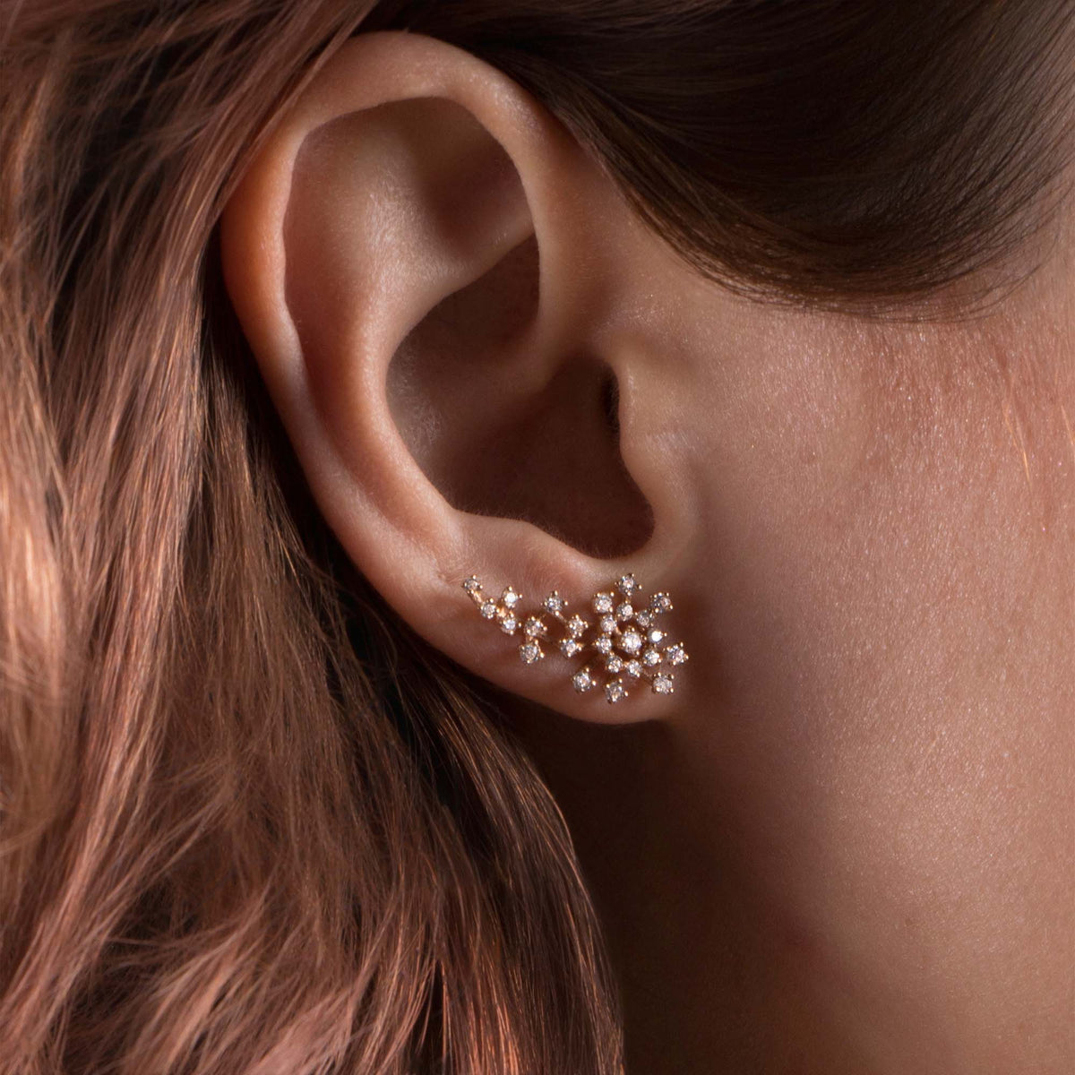 Diamond Comet Studs in 14K Gold