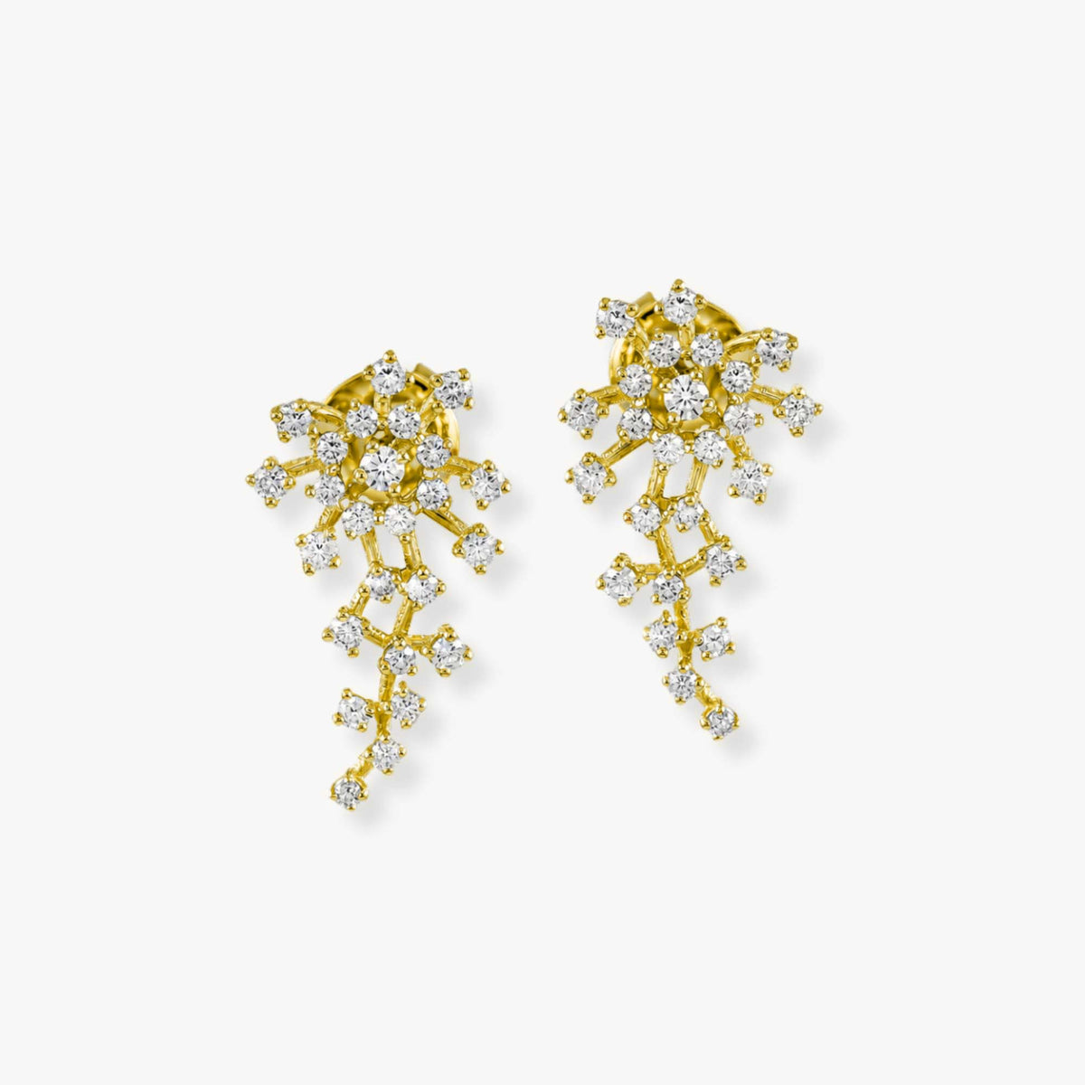 Diamond Comet Studs in 14K Gold