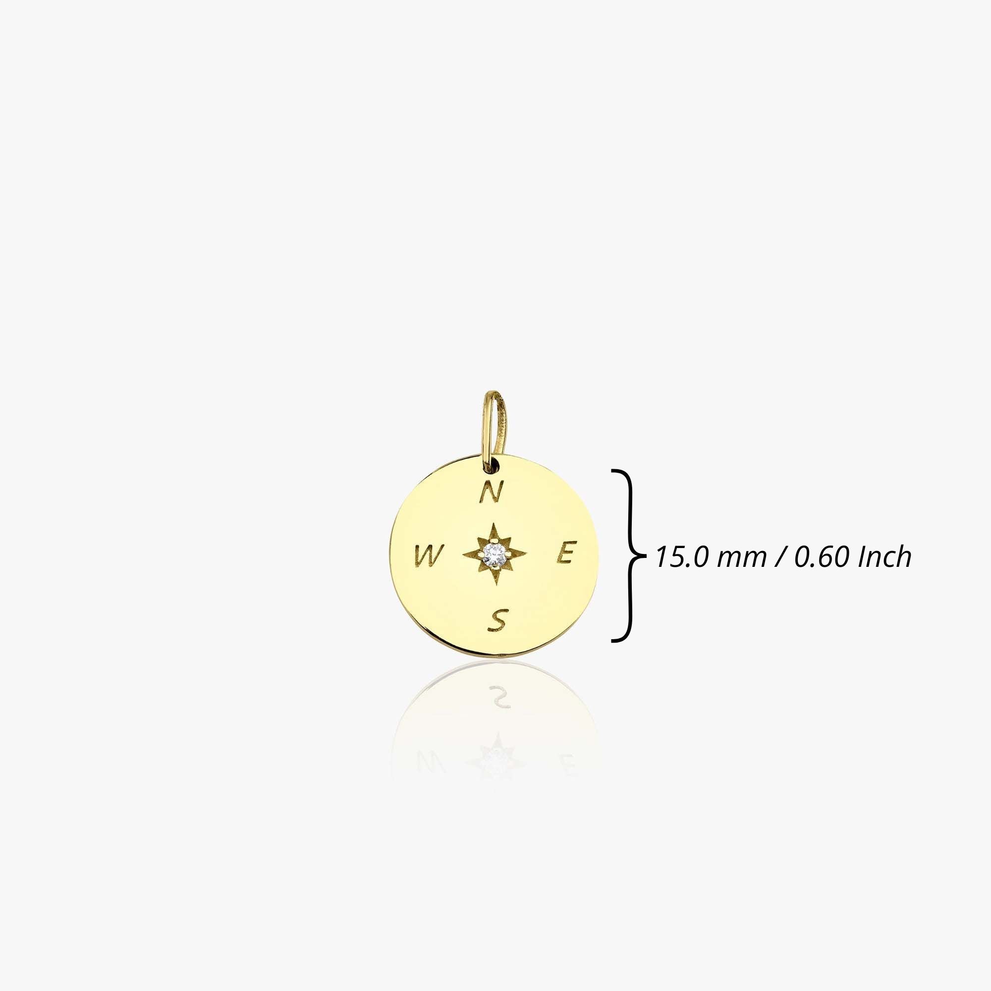 Diamond Compass Pendant in 14K Gold