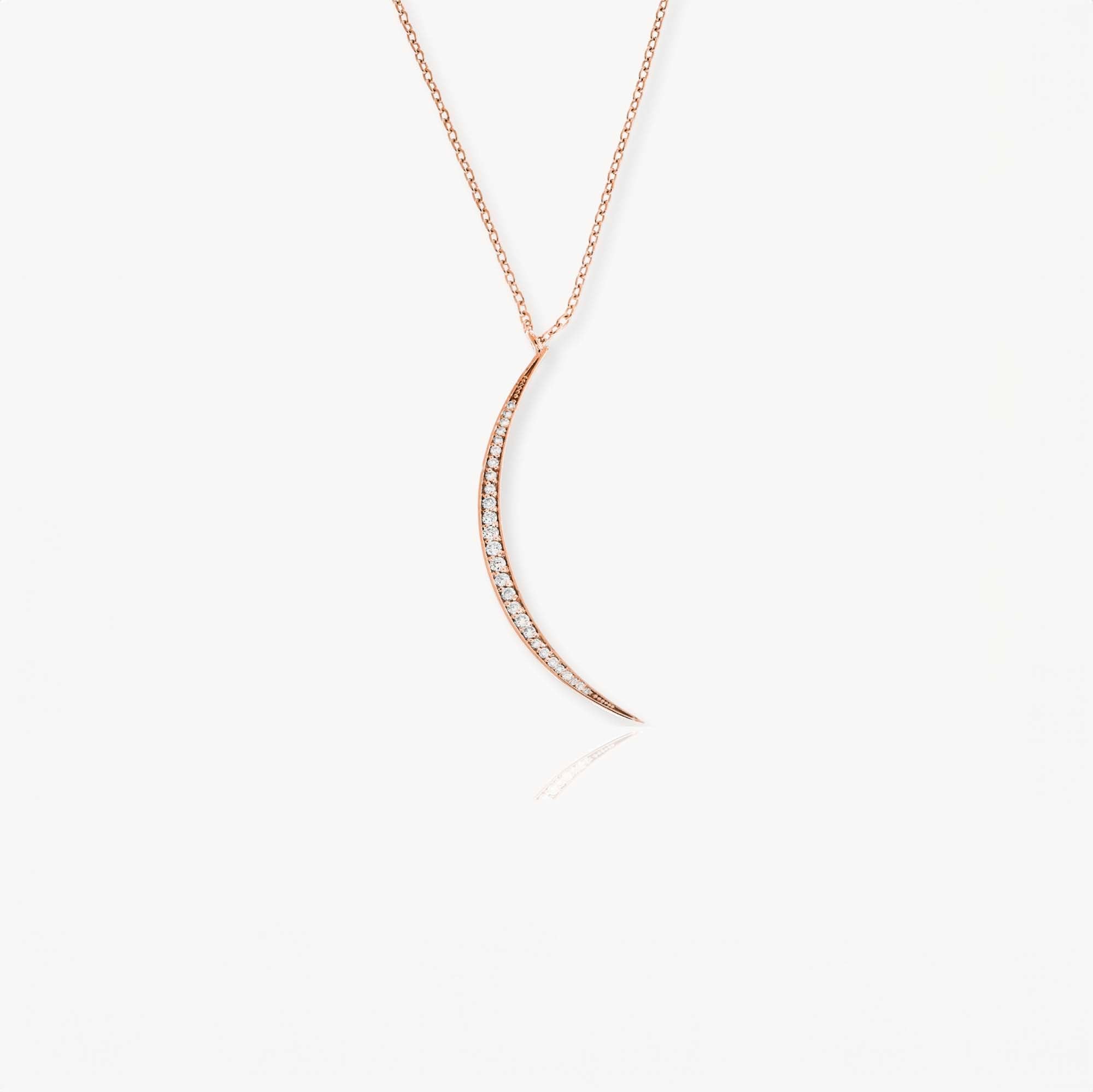 Diamond Crescent Moon Necklace in 14K Gold