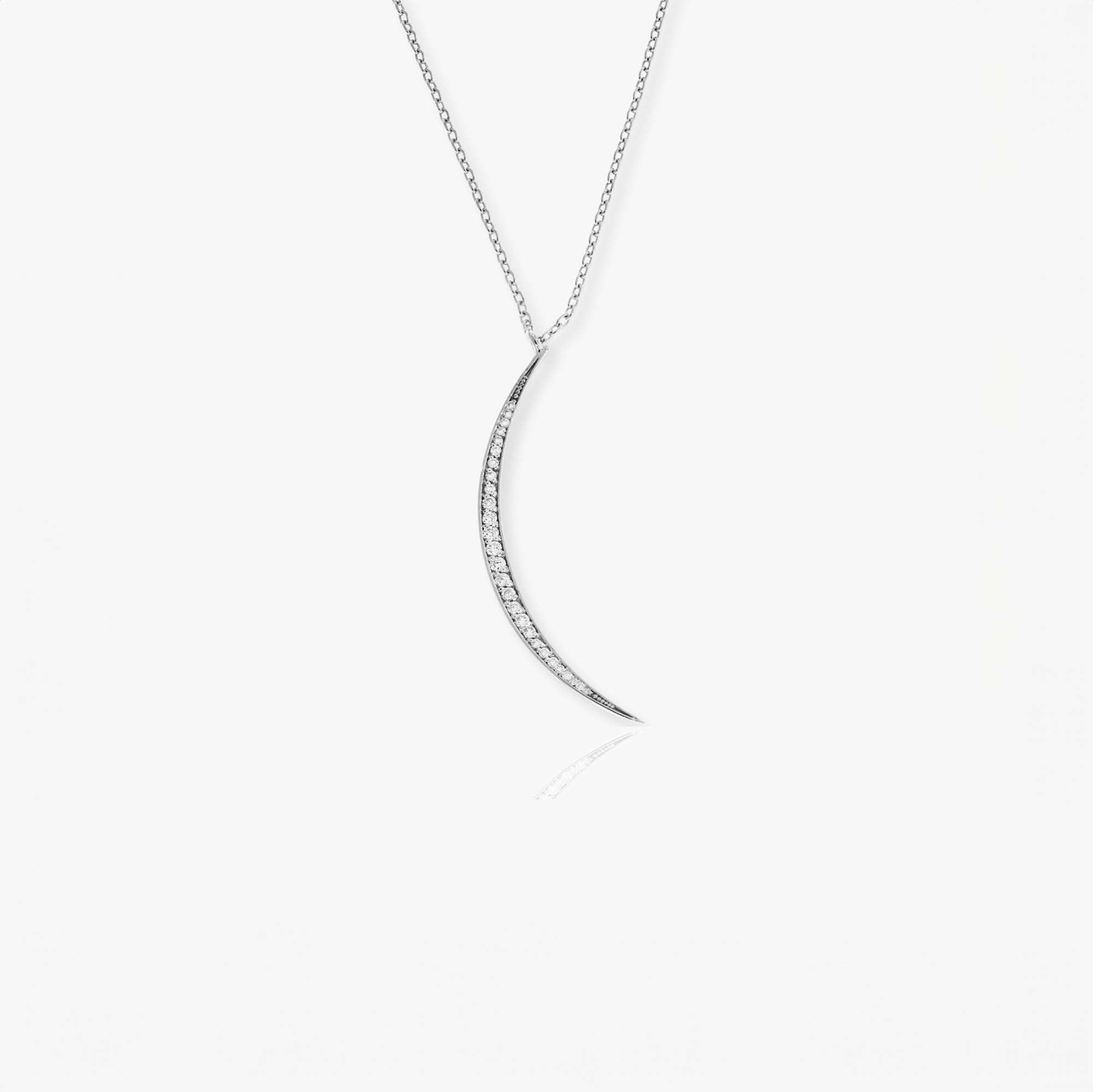 Diamond Crescent Moon Necklace in 14K Gold