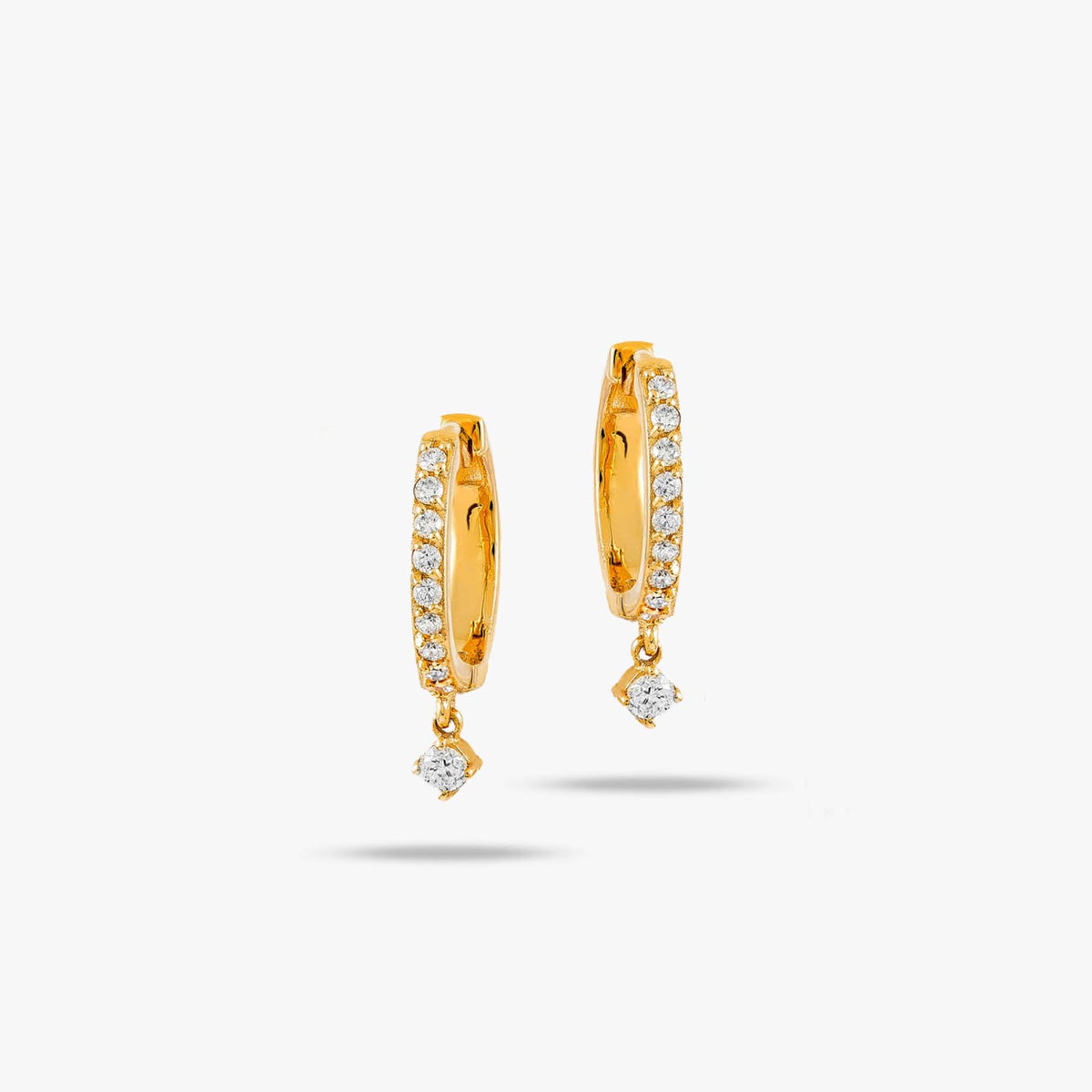 Minimal Diamond Dangle Hoops in 14K Gold