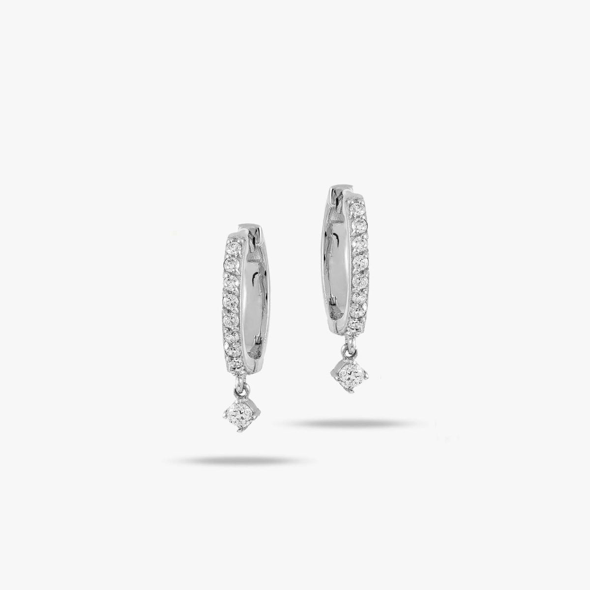 Minimal Diamond Dangle Hoops in 14K Gold