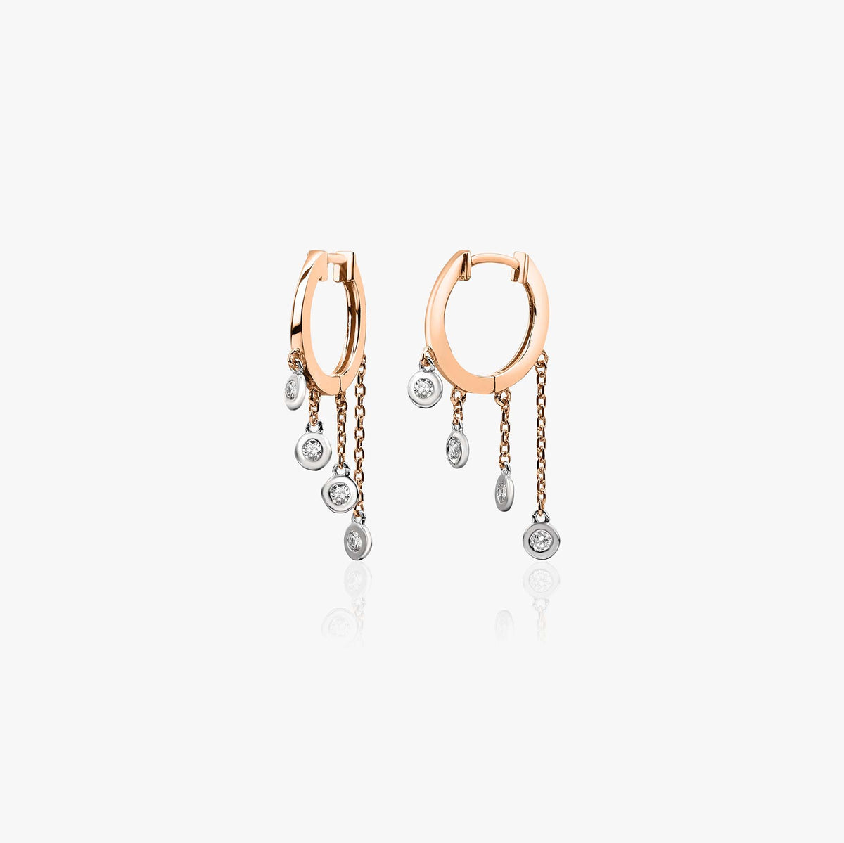Diamond Dangling Charm Hoops in 14K Gold
