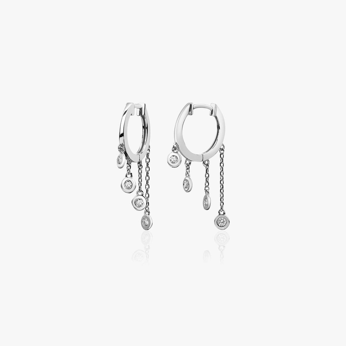 Diamond Dangling Charm Hoops in 14K Gold