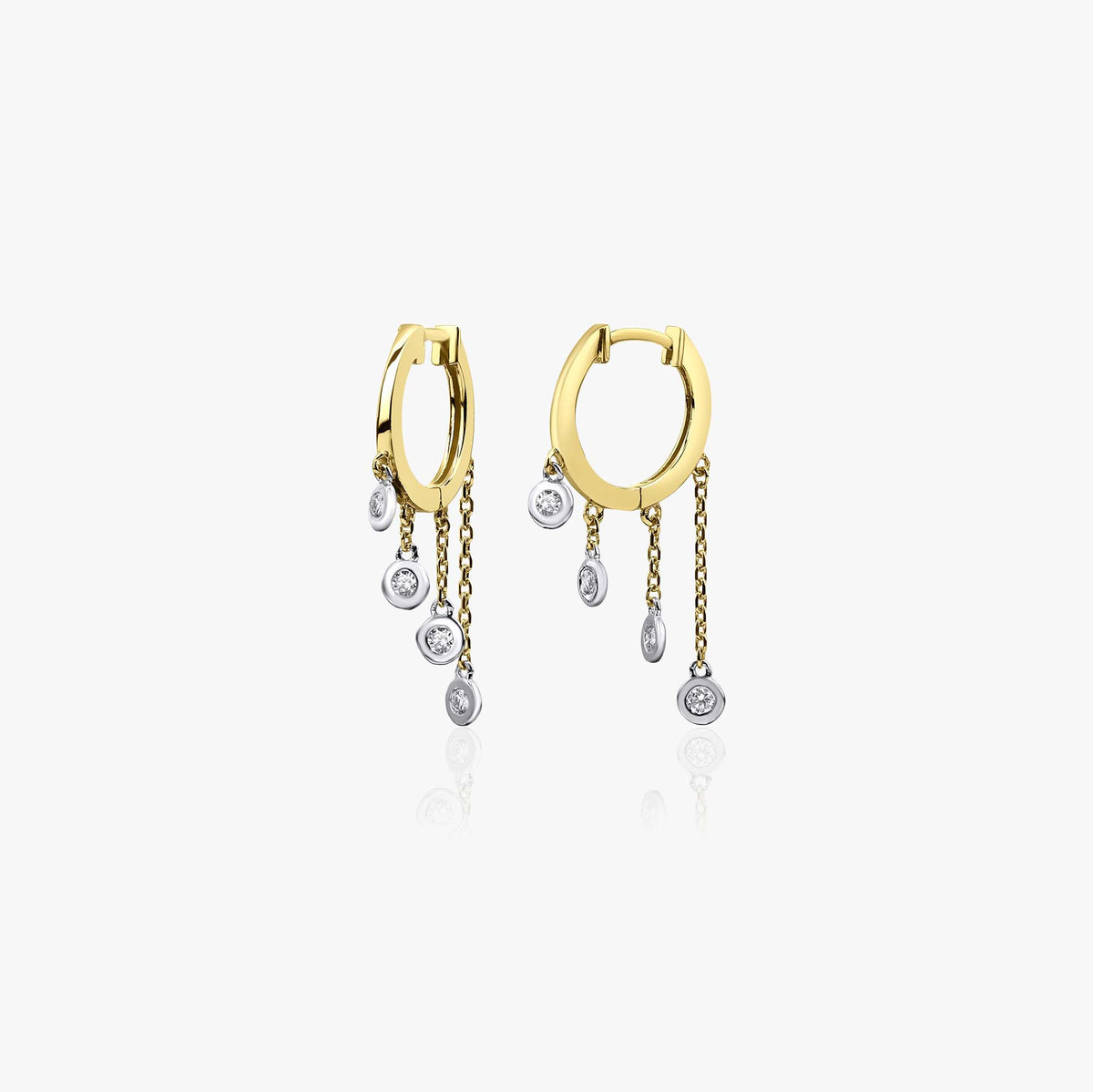 Diamond Dangling Charm Hoops in 14K Gold