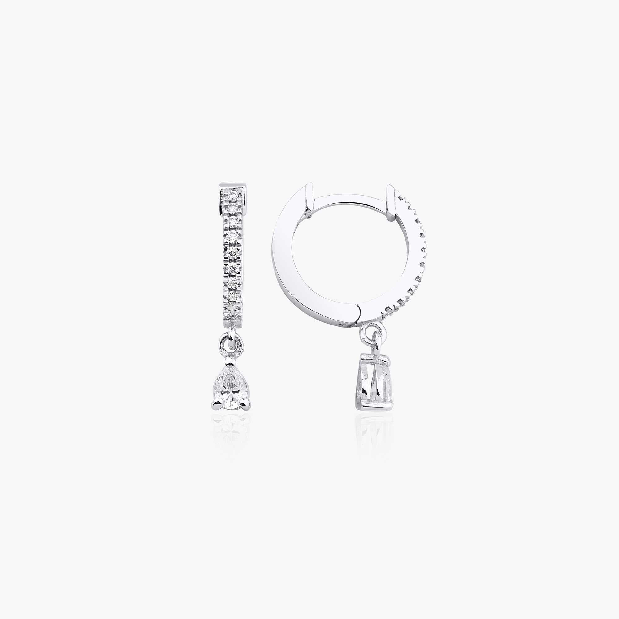 Diamond Dangle Hoop Earrings in 14K Gold