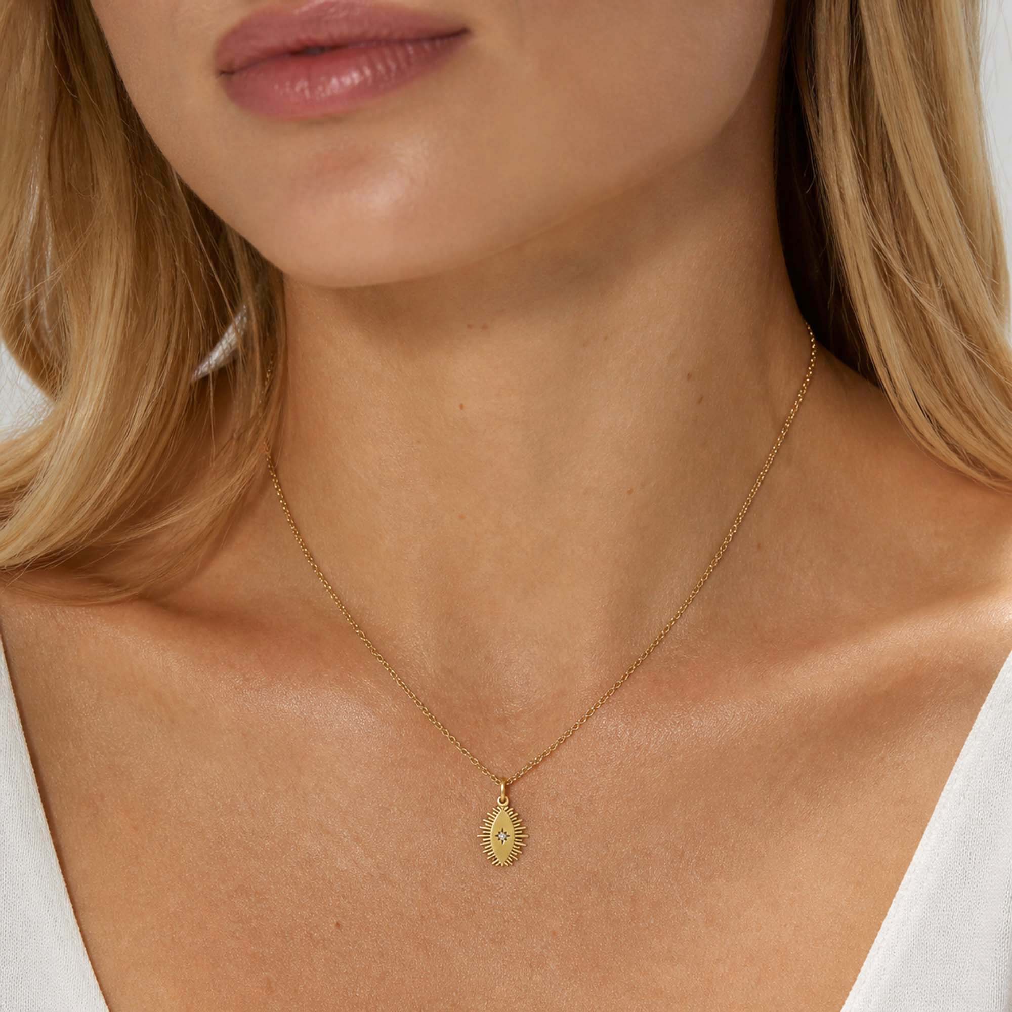Mini Diamond Eclipse Necklace in 14K Gold