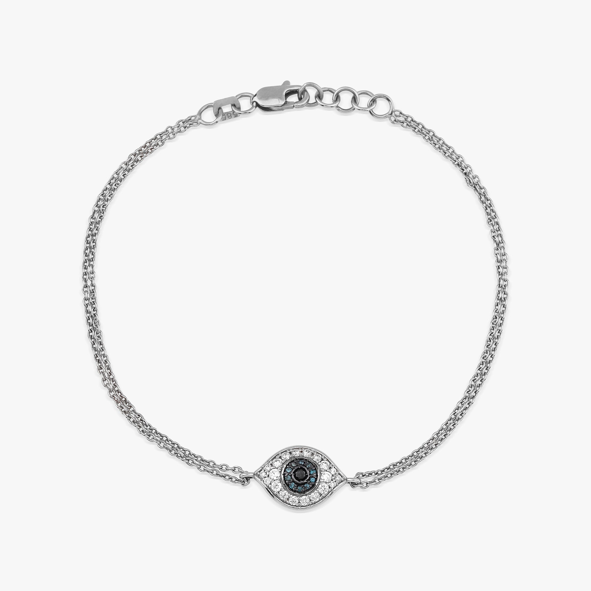 Multicolor Diamond Evil Eye Bracelet in 14K Gold