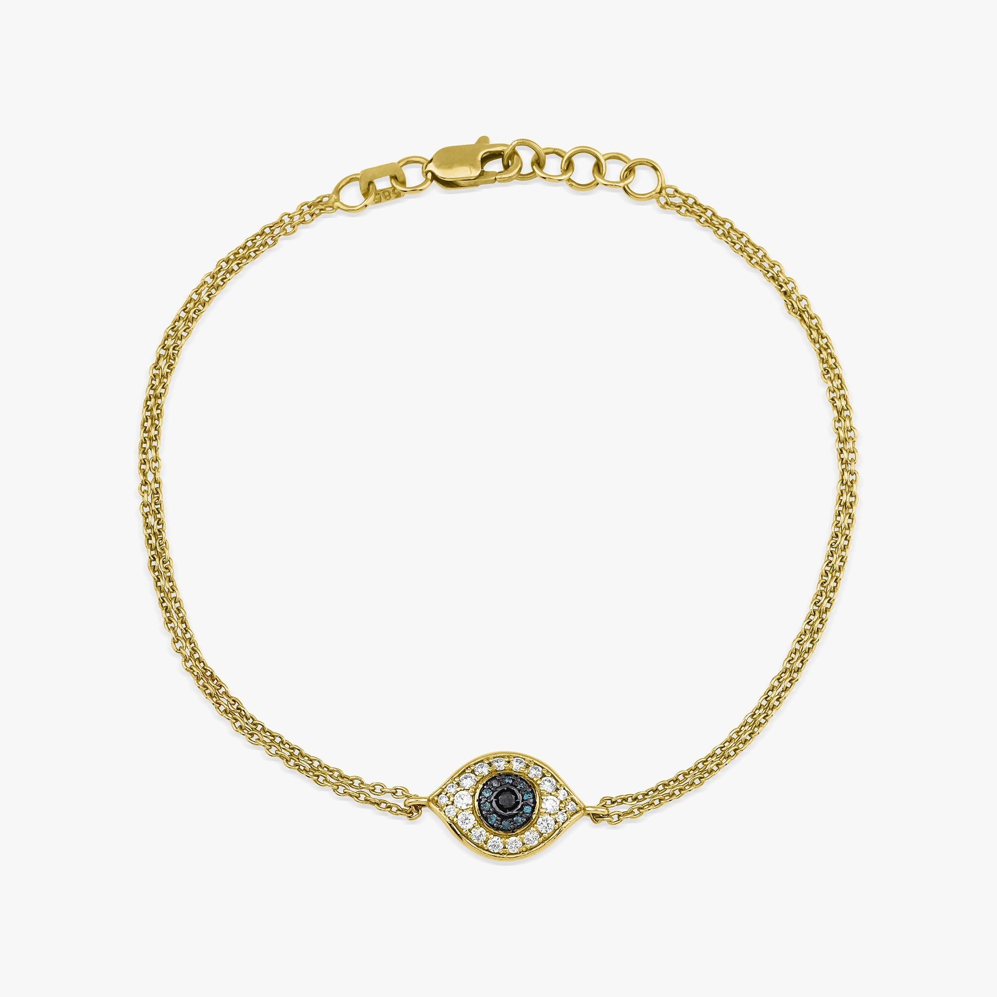Multicolor Diamond Evil Eye Bracelet in 14K Gold