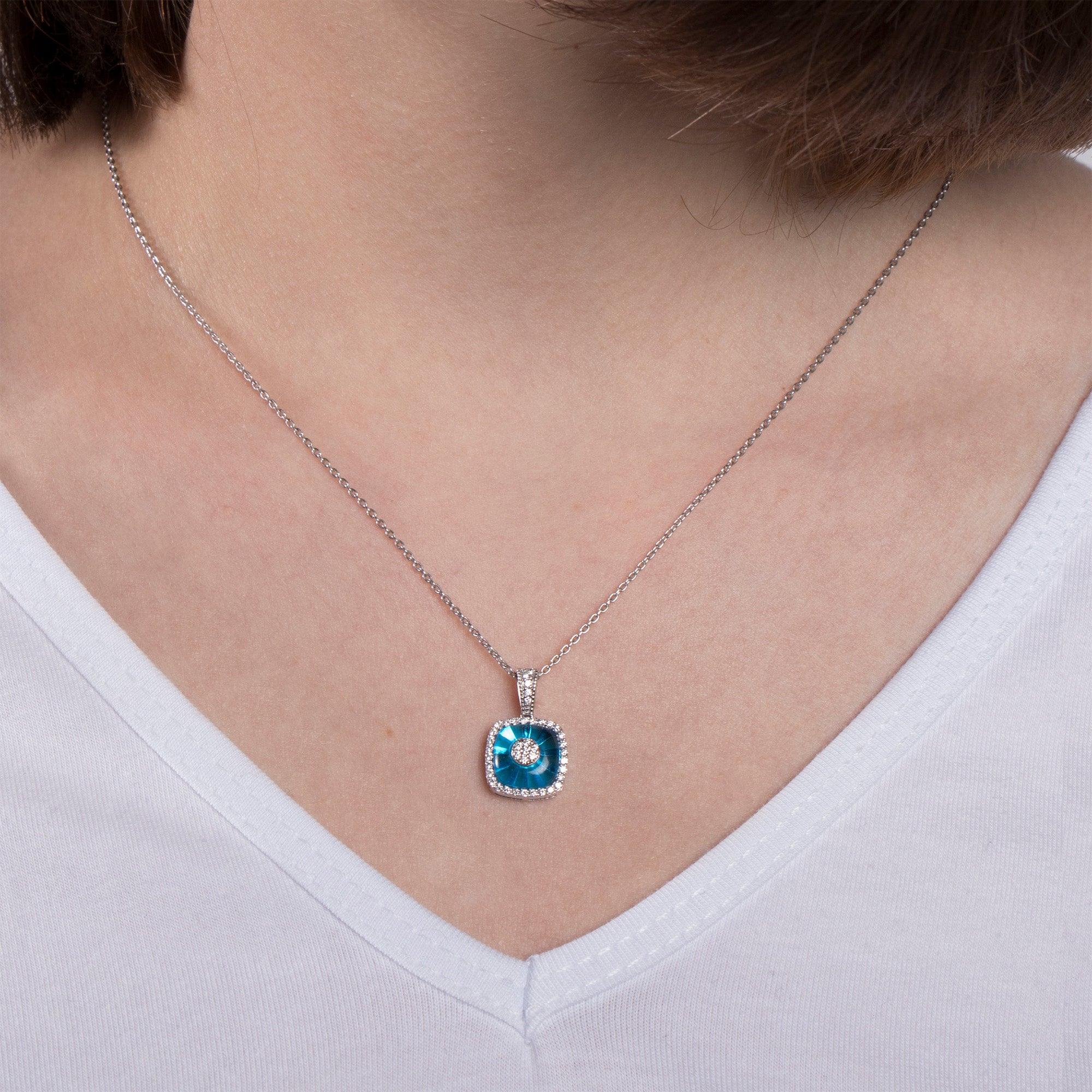 Diamond Evil Eye Necklace in 14K Gold