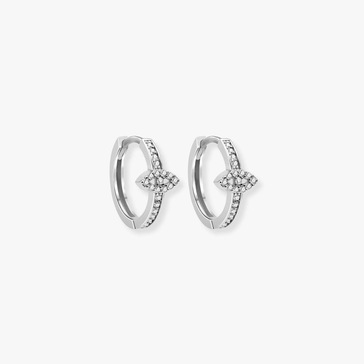 Pave Diamond Eye Hoops in 14K Gold