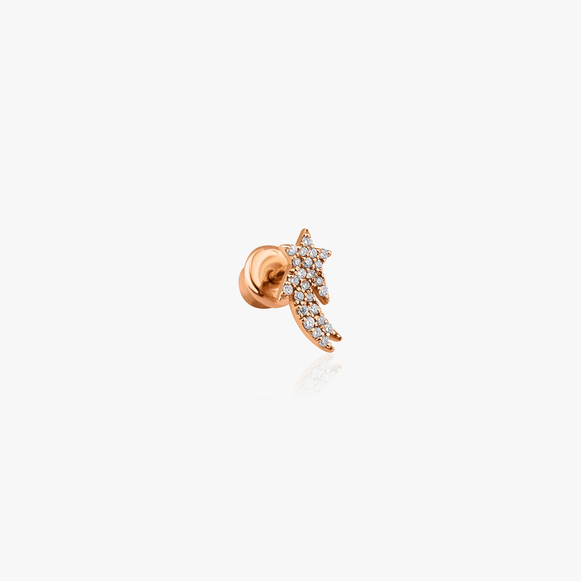 Single Falling Star Diamond Stud in 14K Gold