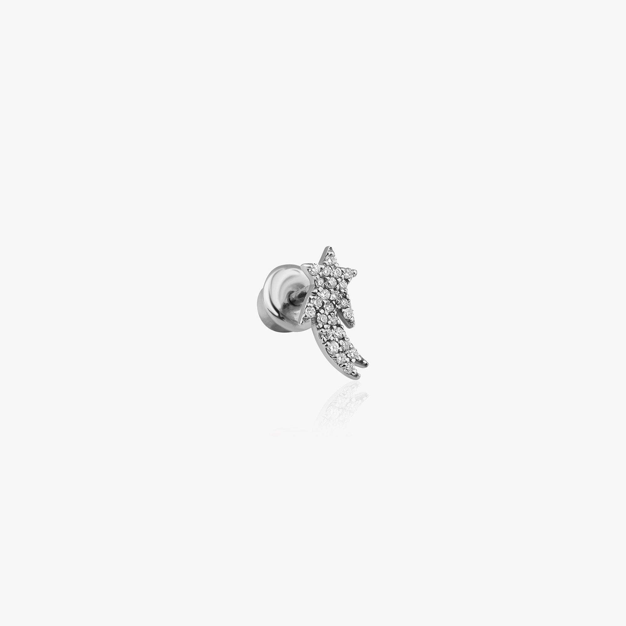 Single Falling Star Diamond Stud in 14K Gold