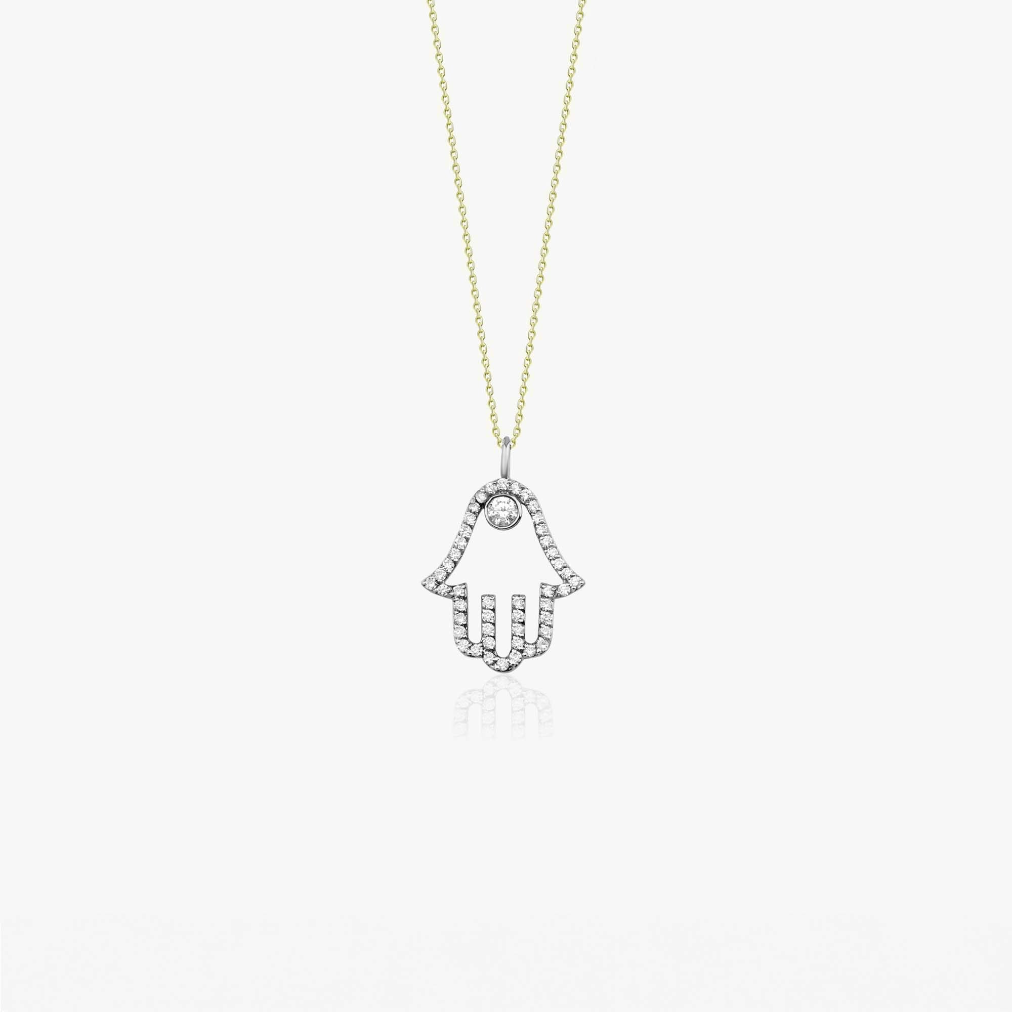 Diamond Hamsa Necklace in 14K Gold