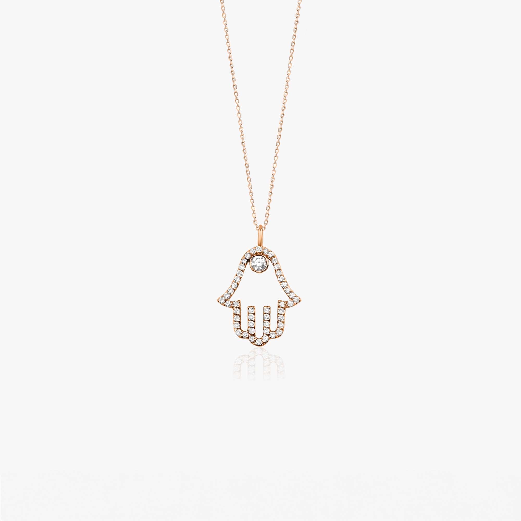 Diamond Hamsa Necklace in 14K Gold