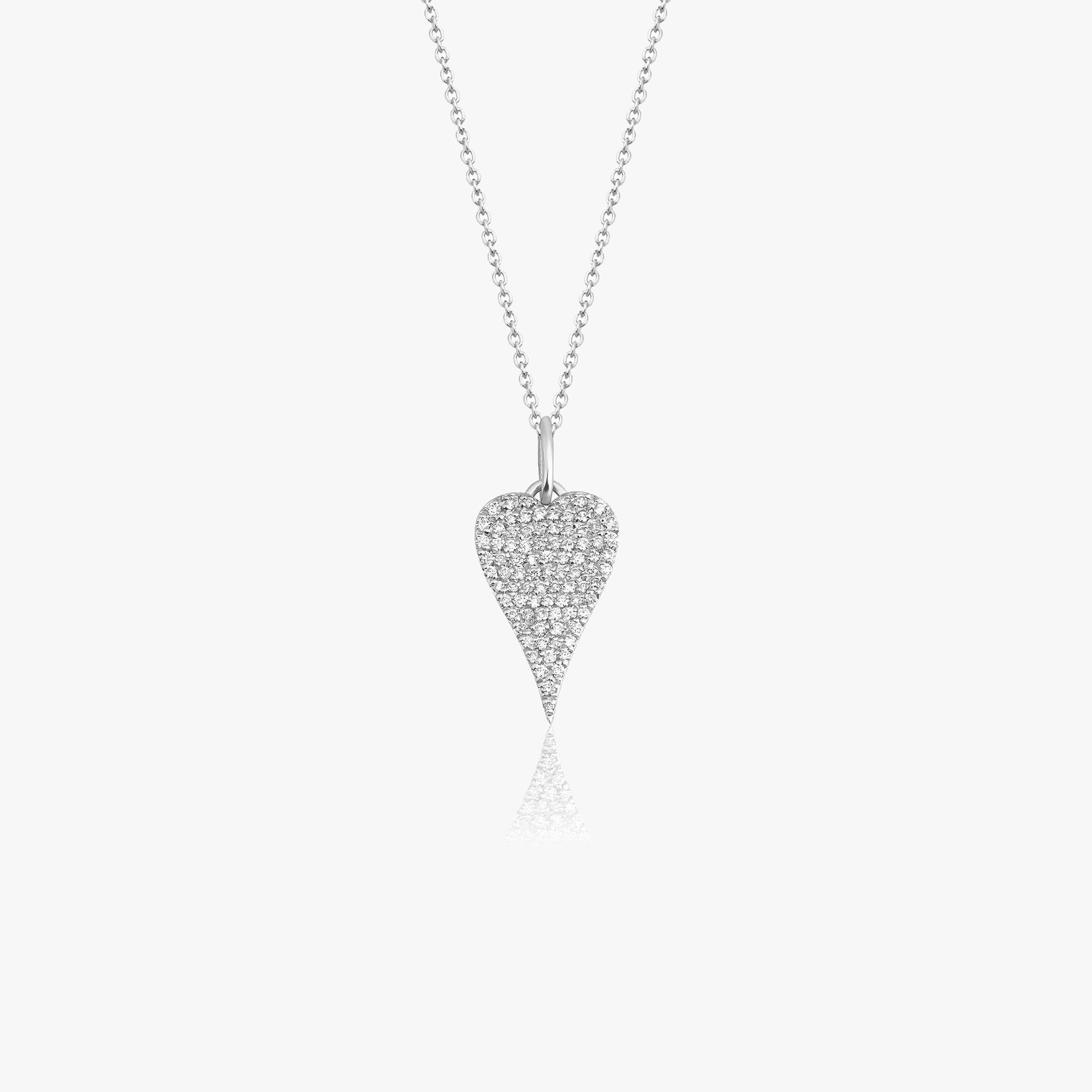 Diamond Elongated Heart Necklace in 14K Gold