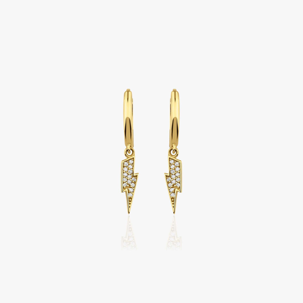 Diamond Lightning Hoops in 14K Gold
