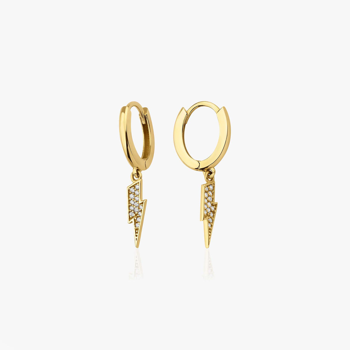 Diamond Lightning Hoops in 14K Gold