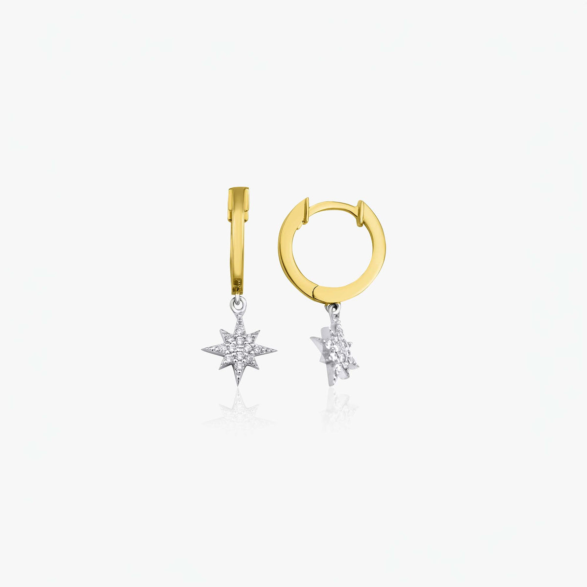 Diamond North Star Hoops in 14K Gold