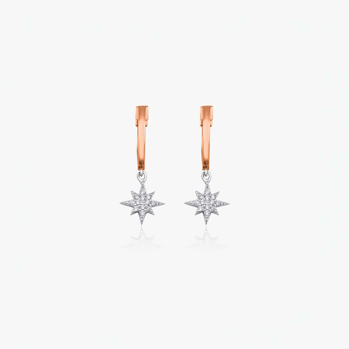 Diamond North Star Hoops in 14K Gold