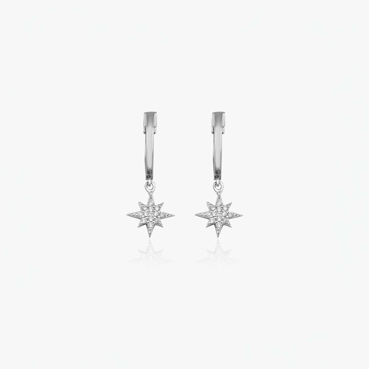 Diamond North Star Hoops in 14K Gold