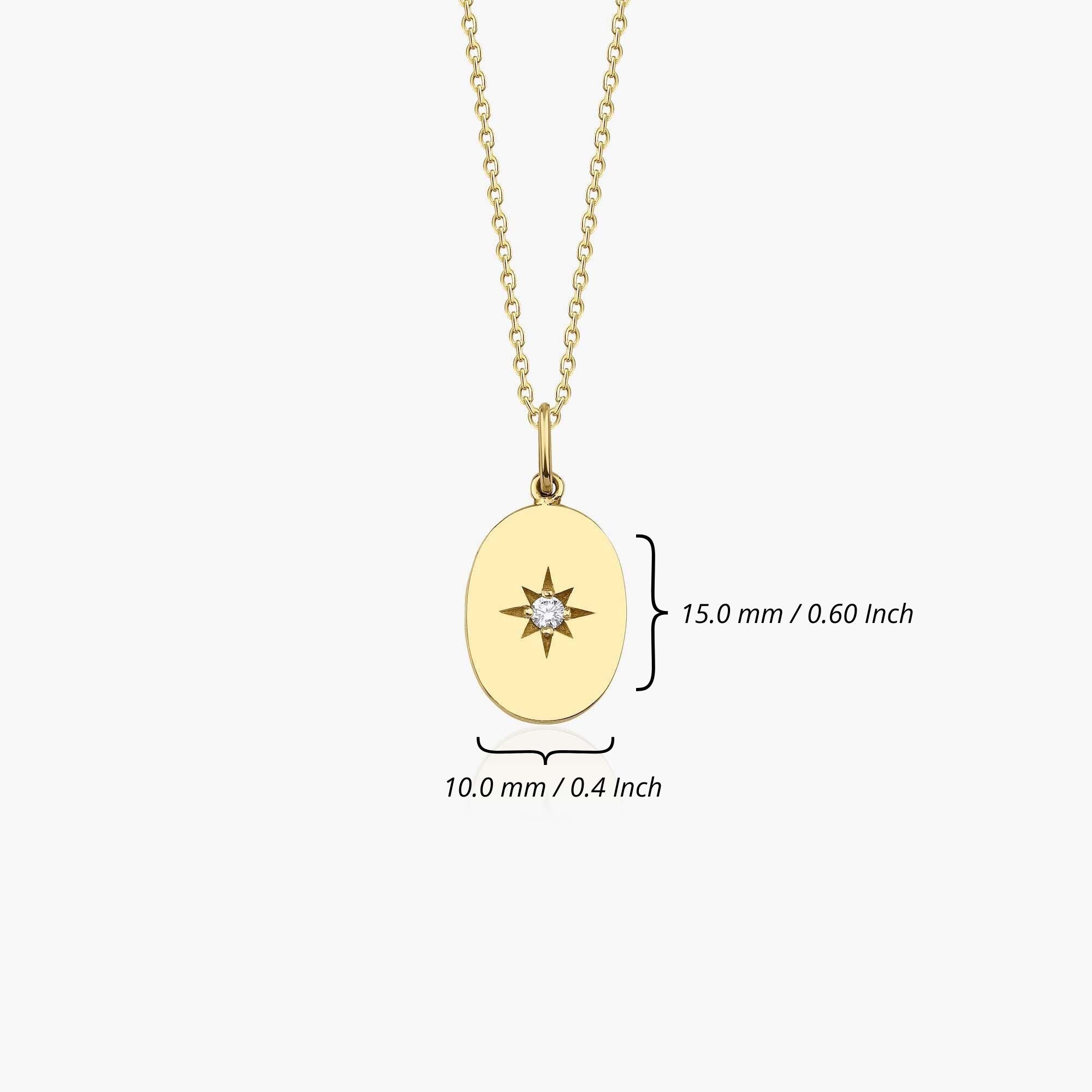 Diamond Oval North Star Necklace in 14K Gold