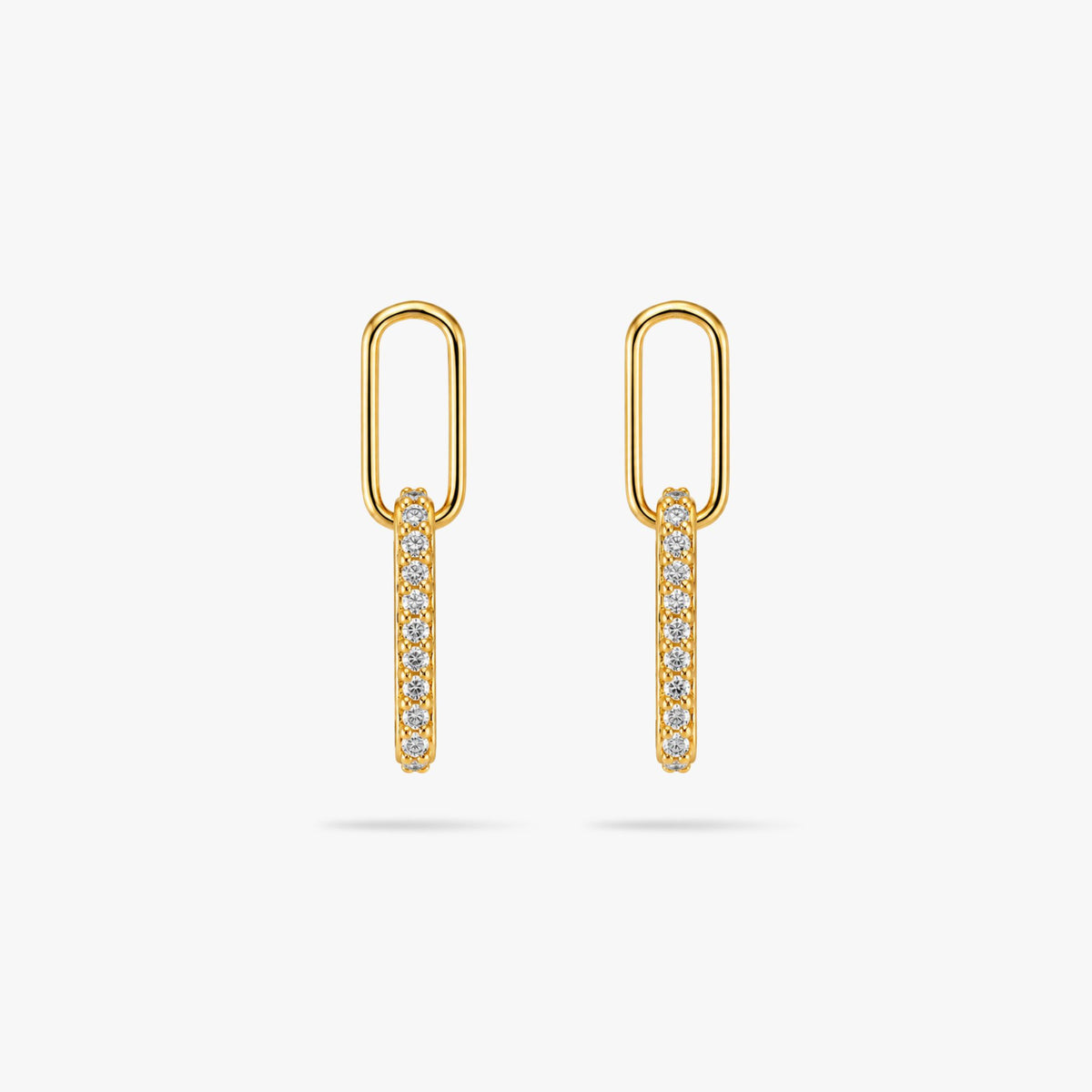 Diamond Paperclip Studs in 14K Gold