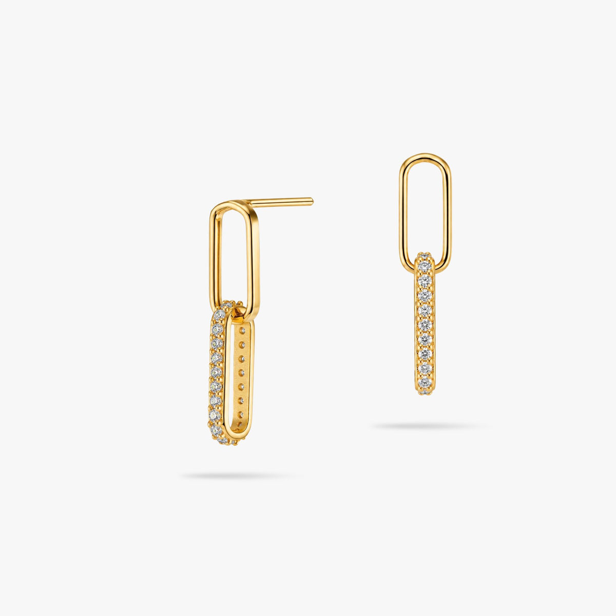 Diamond Paperclip Studs in 14K Gold