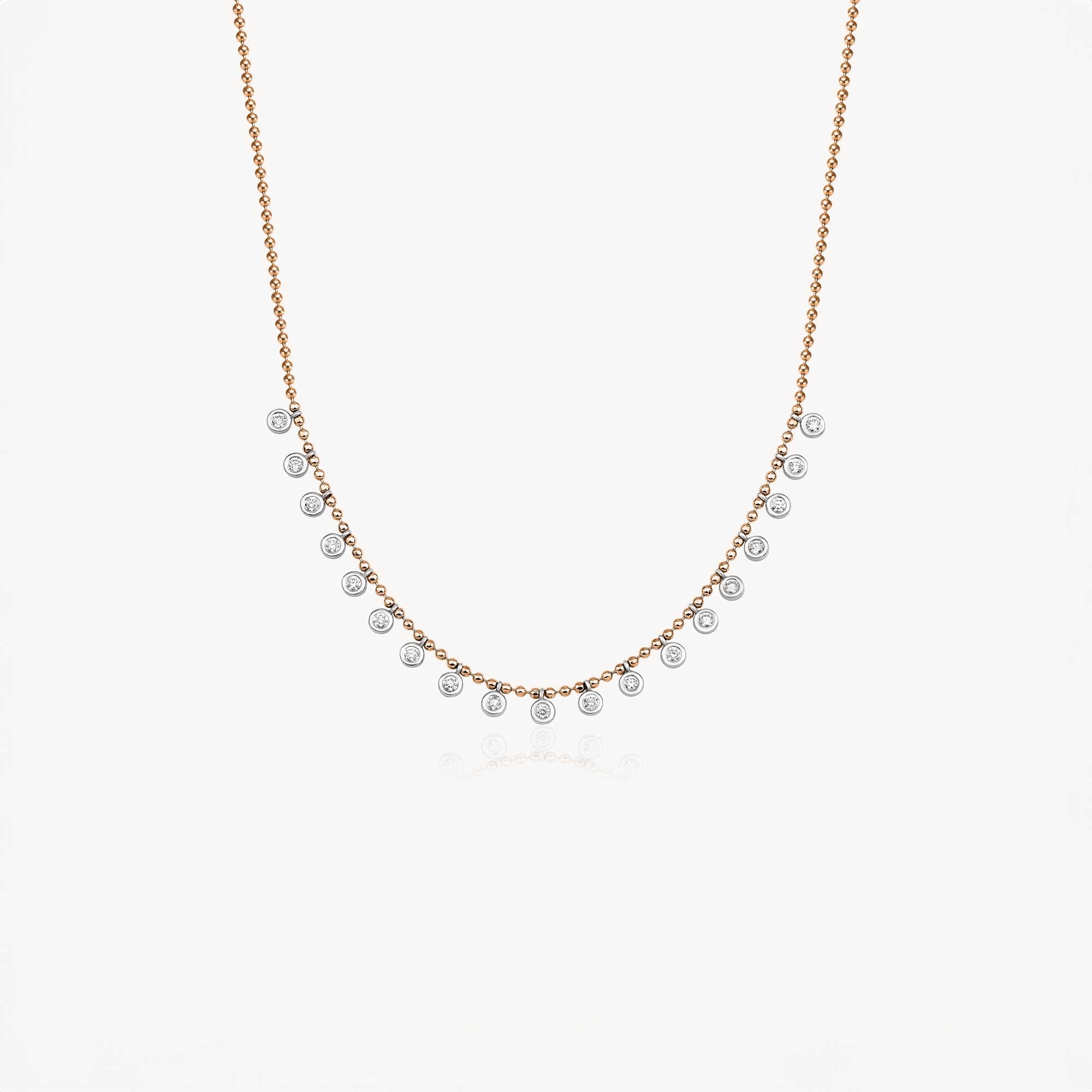 Minimal Diamond Station Necklace With Ball Chain in 14K Gold