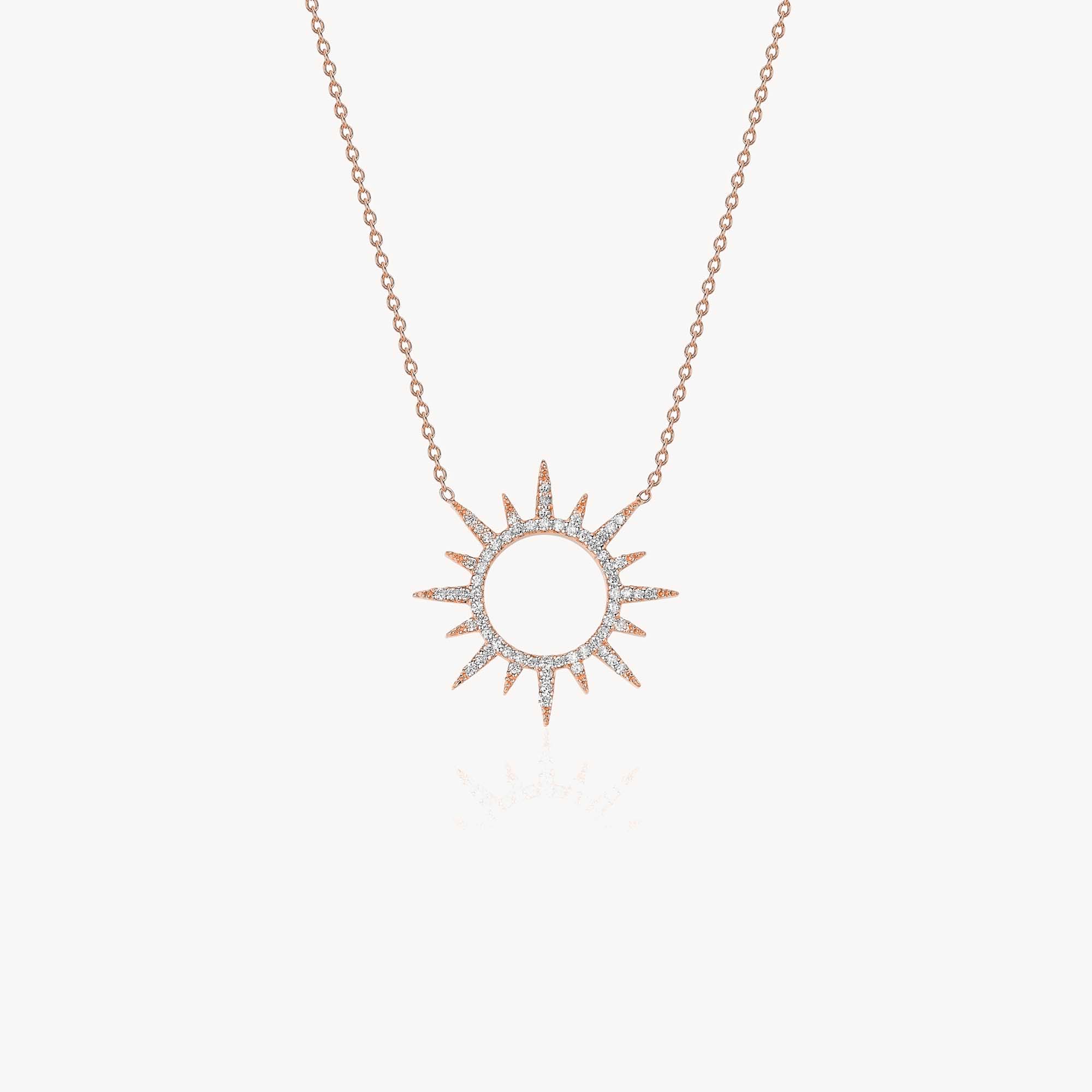 Diamond Sun Necklace in 14K Gold