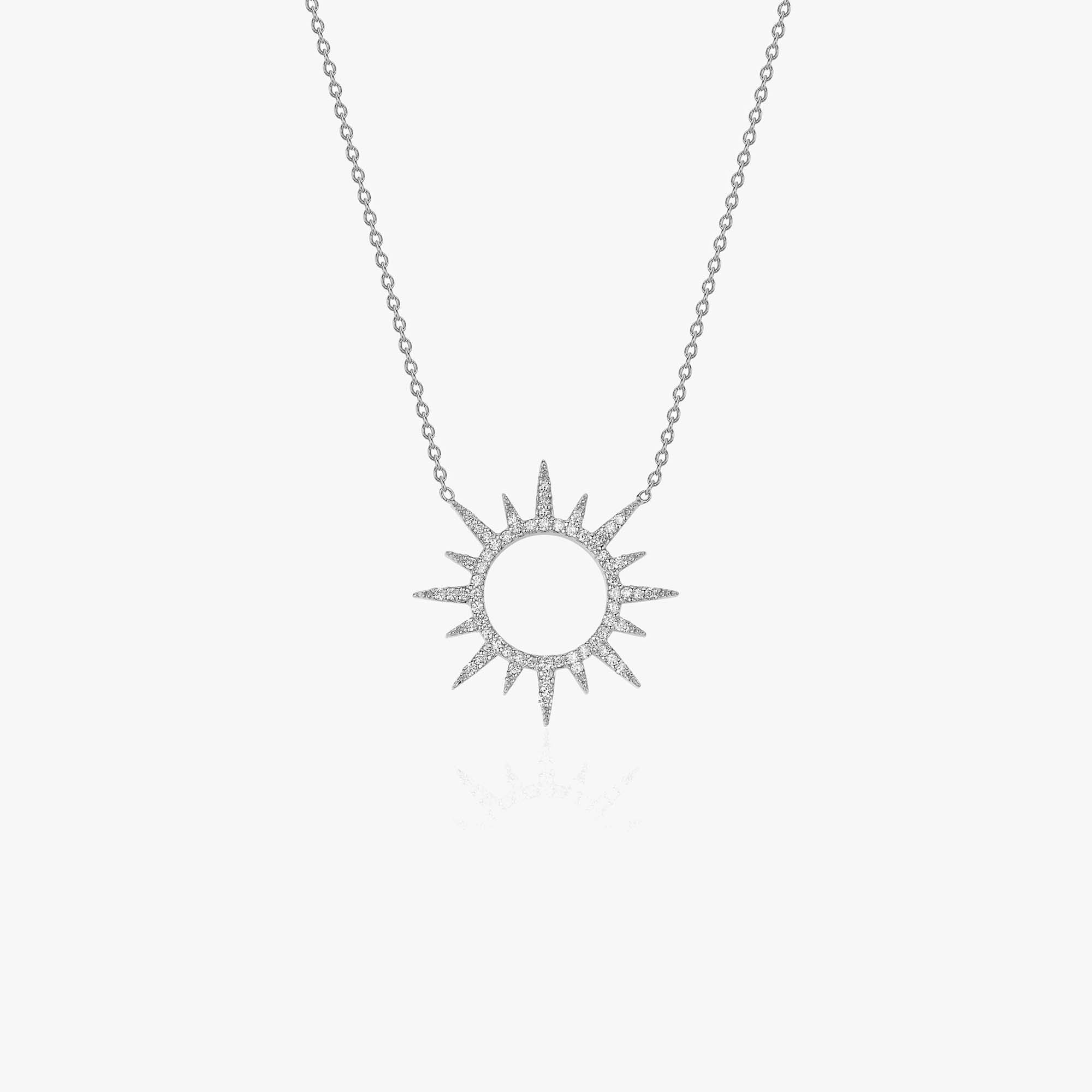 Diamond Sun Necklace in 14K Gold
