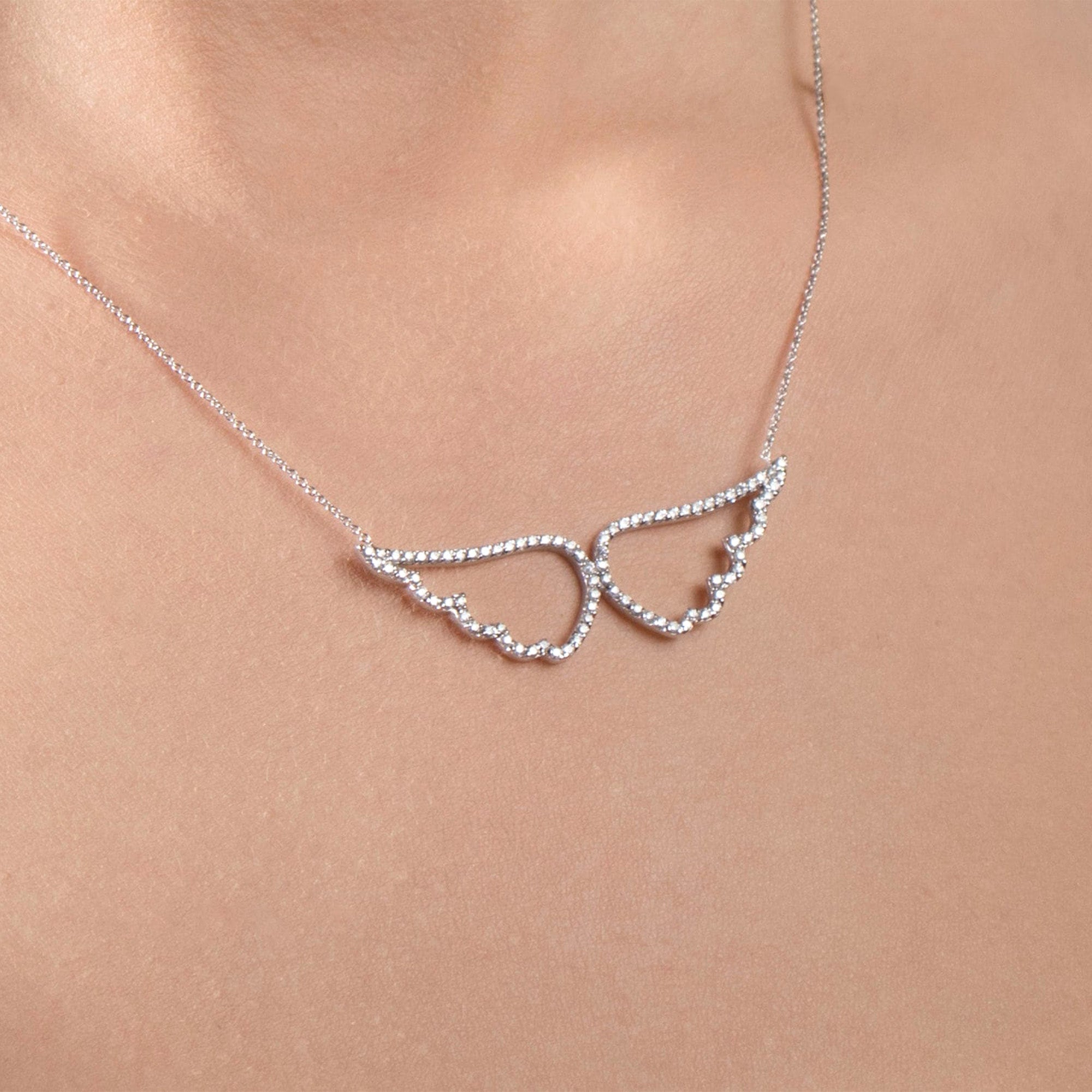 Diamond Angel Wing Necklace in 18K Gold