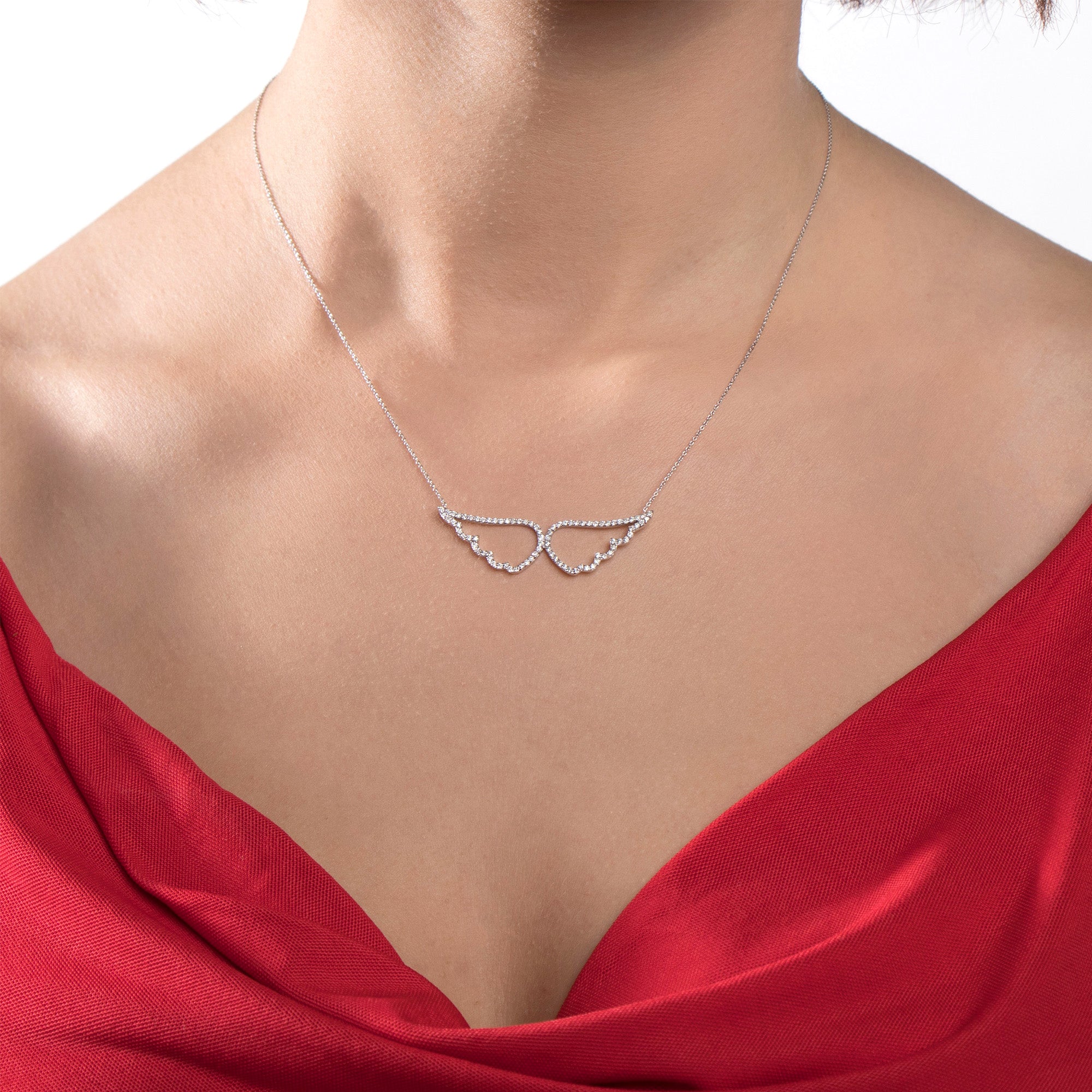 Diamond Angel Wing Necklace in 18K Gold