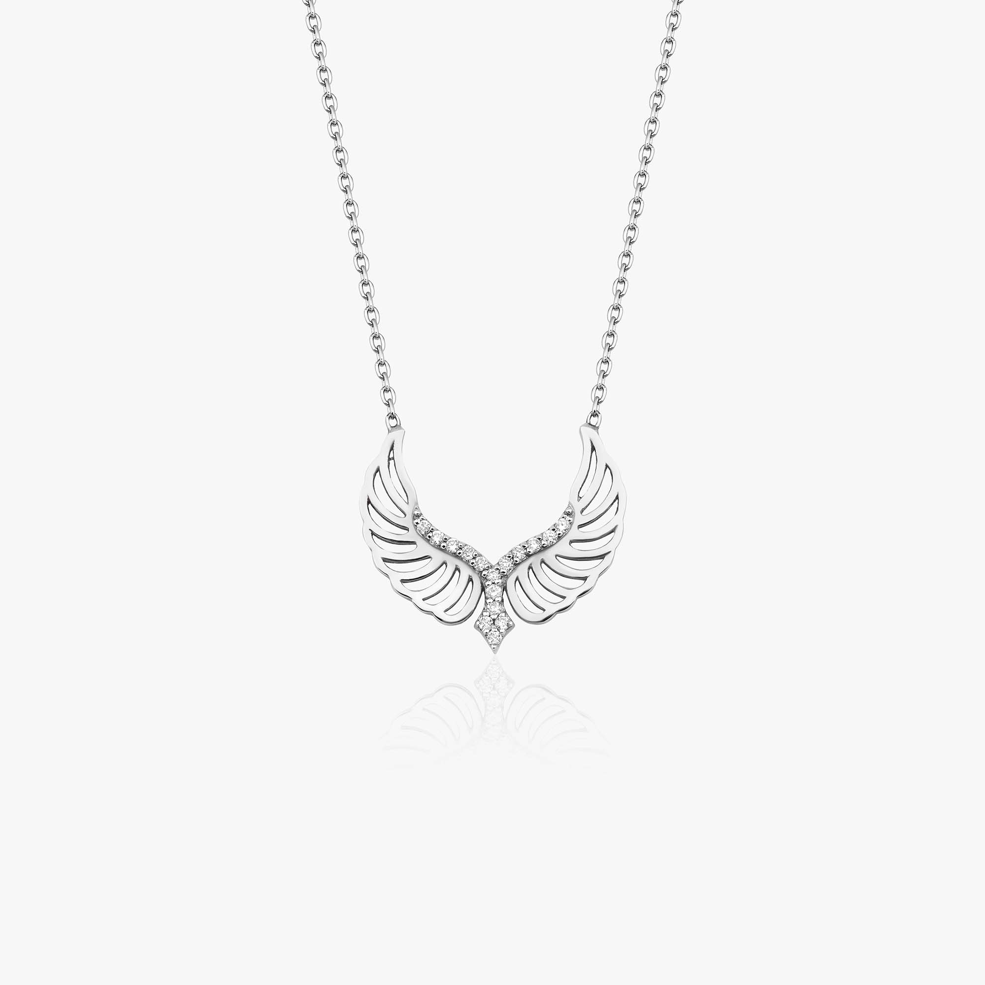 Diamond Rising Angel Necklace in 14K Gold