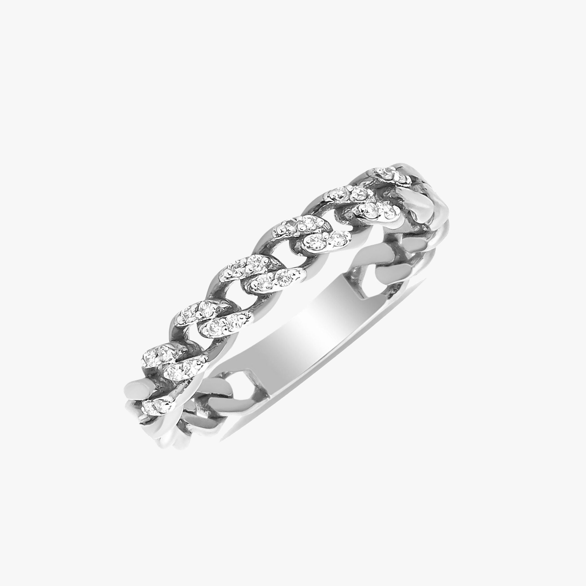 Mini Diamond Chain Ring in 18K Gold
