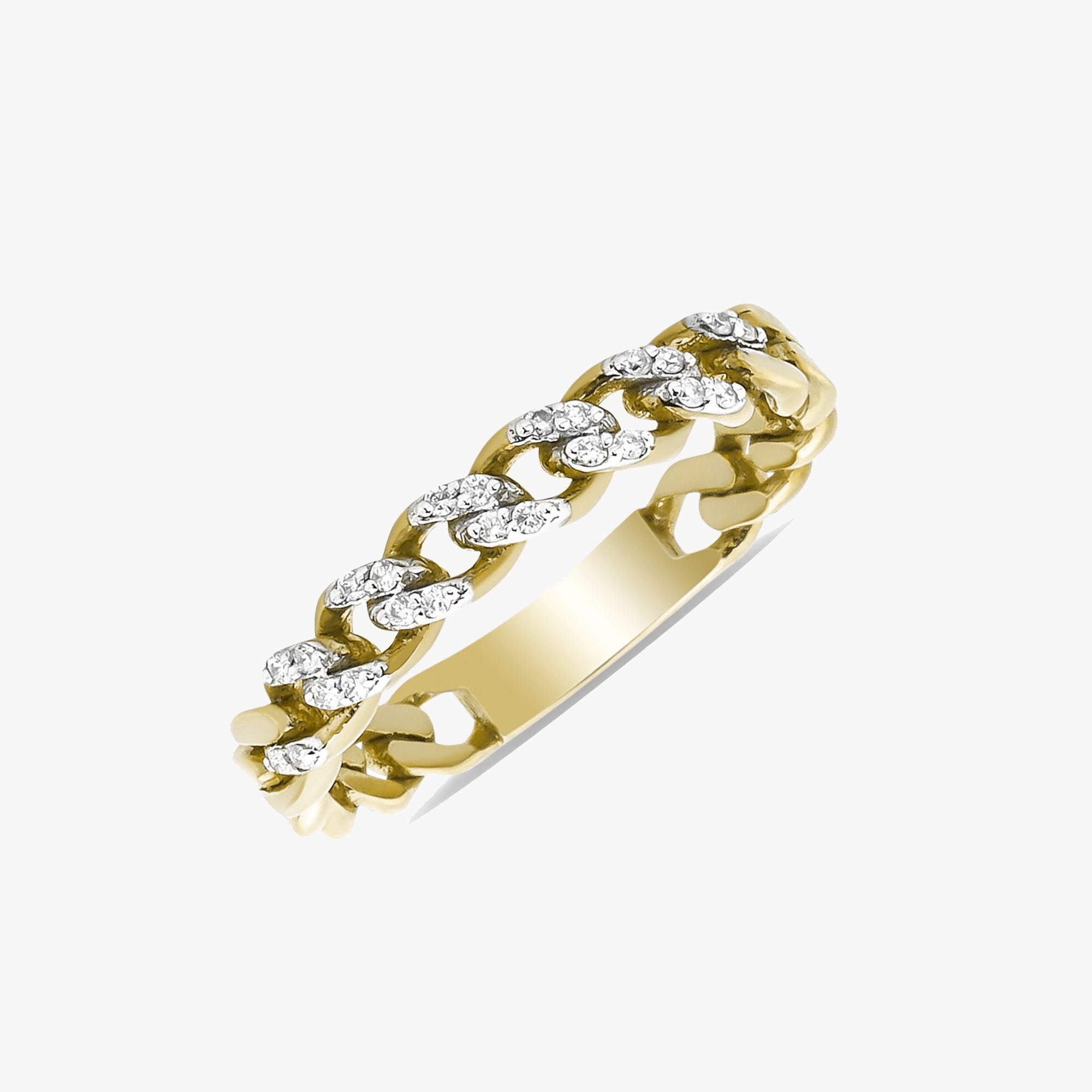 Mini Diamond Chain Ring in 18K Gold
