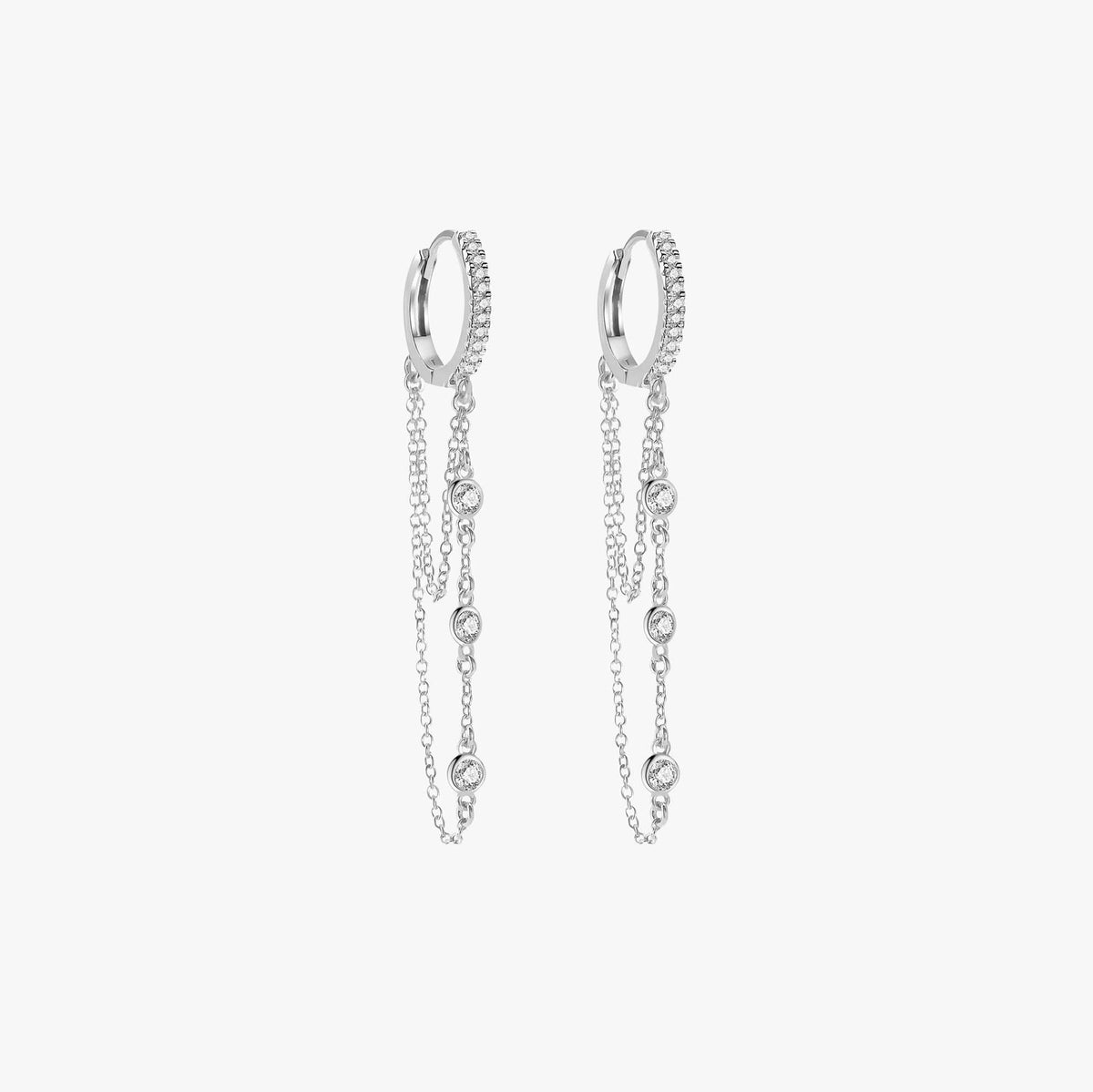 Floating Diamond Hoops in 14K Gold