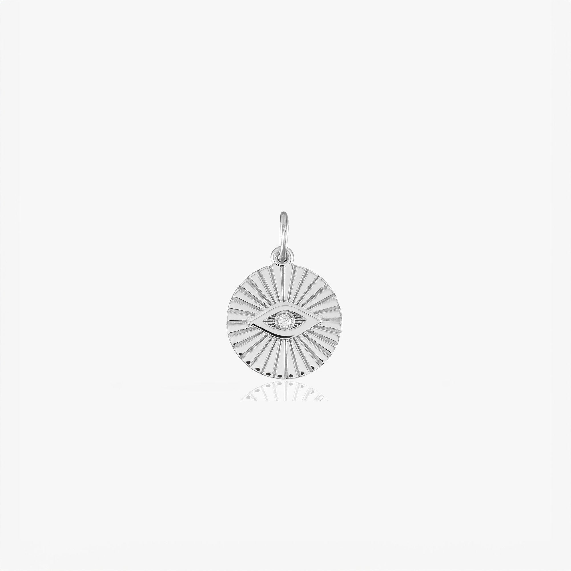 Diamond Evil Eye Coin Charm in 14K Gold