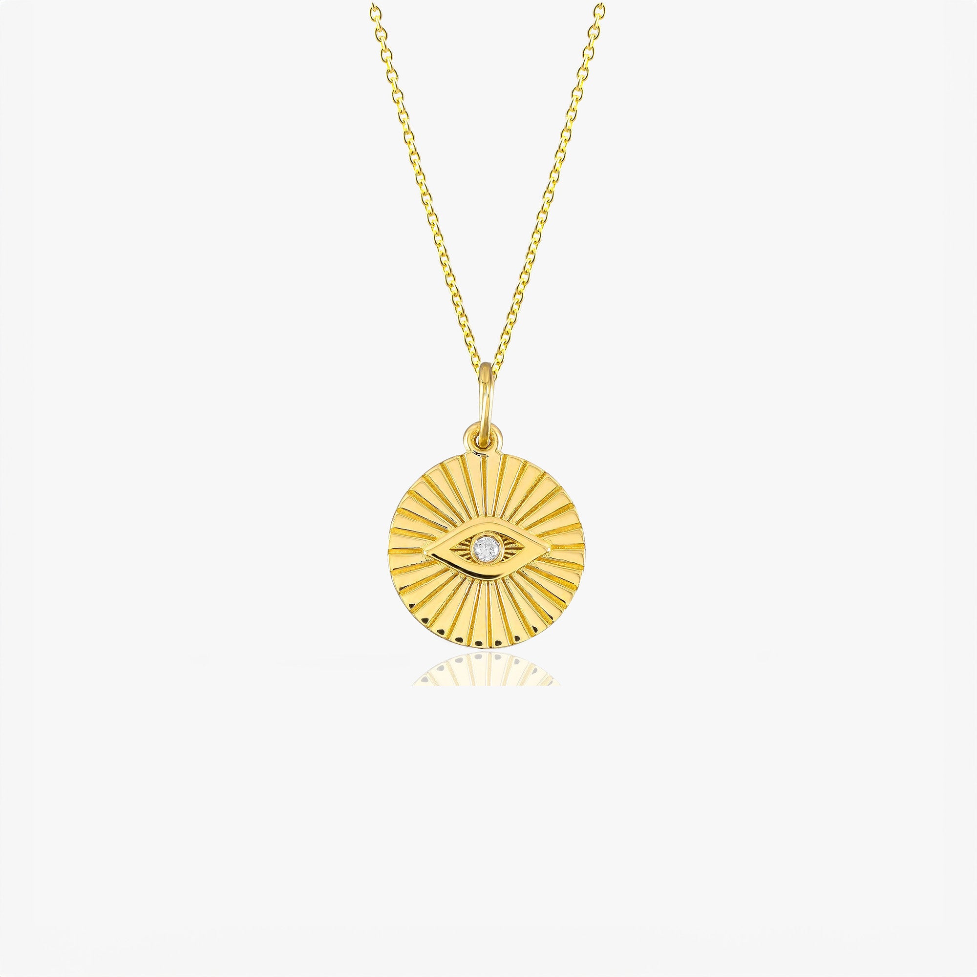 Diamond Evil Eye Coin Necklace in 14K Gold