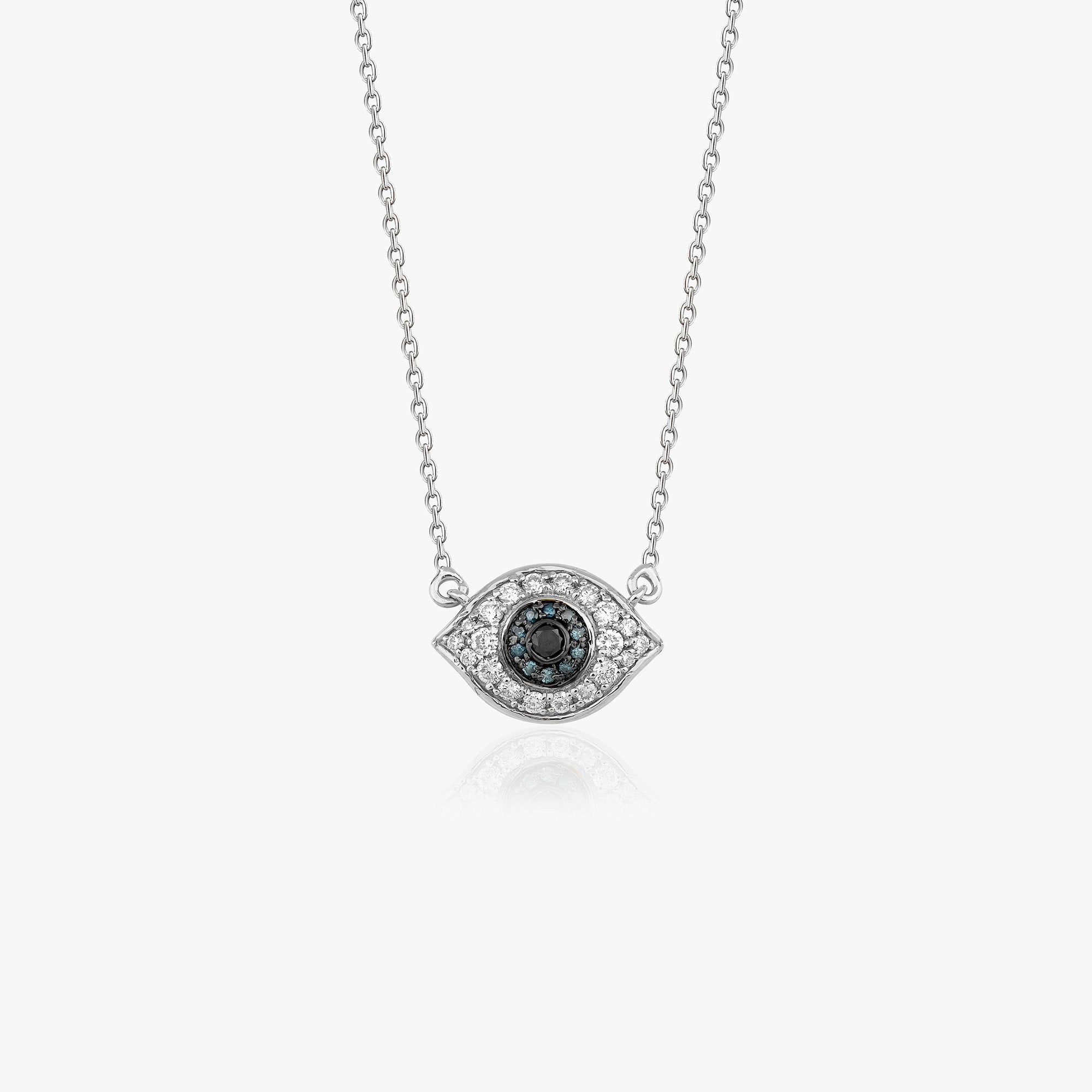 Multicolor Diamond Evil Eye Necklace in 14K Gold