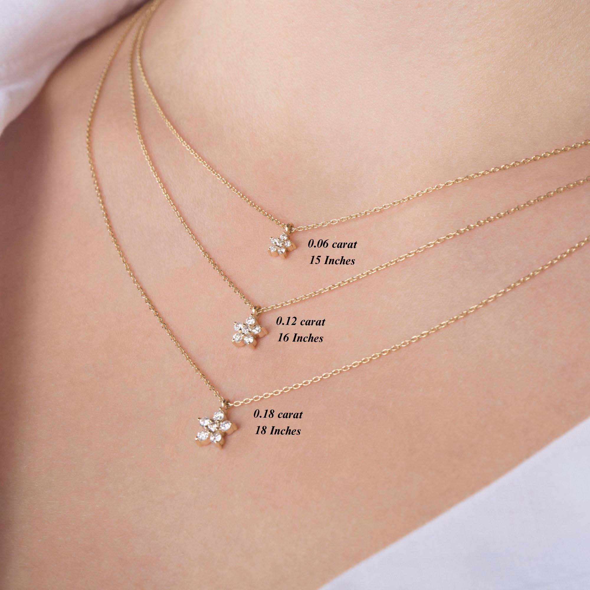Mini Diamond Flower Necklace in 14K Gold