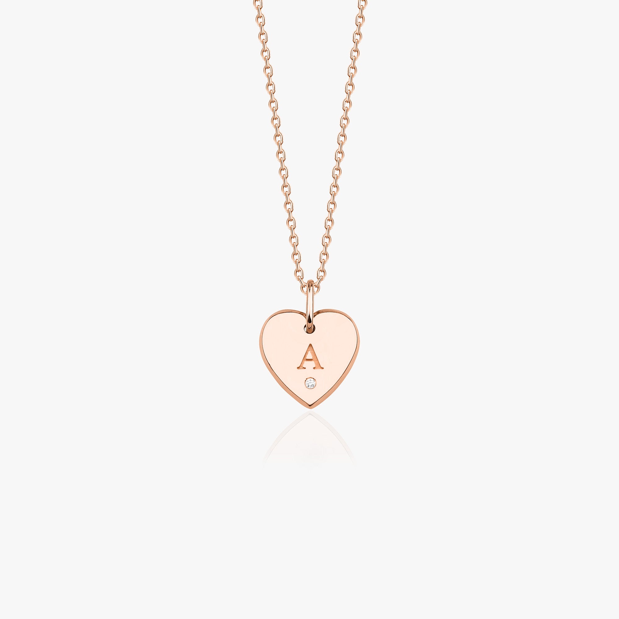 Birthstone Initial Heart Necklace in 14K Gold