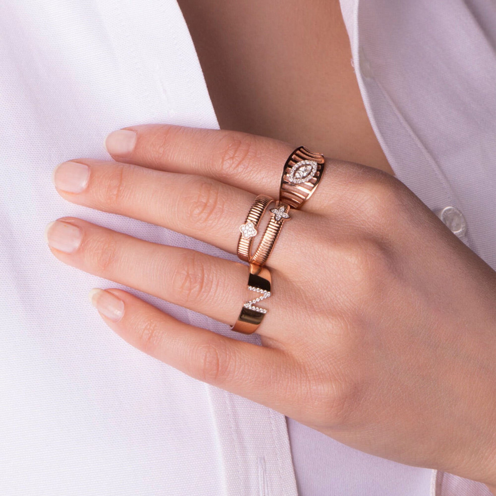 Diamond Initial Ring in 14K Gold