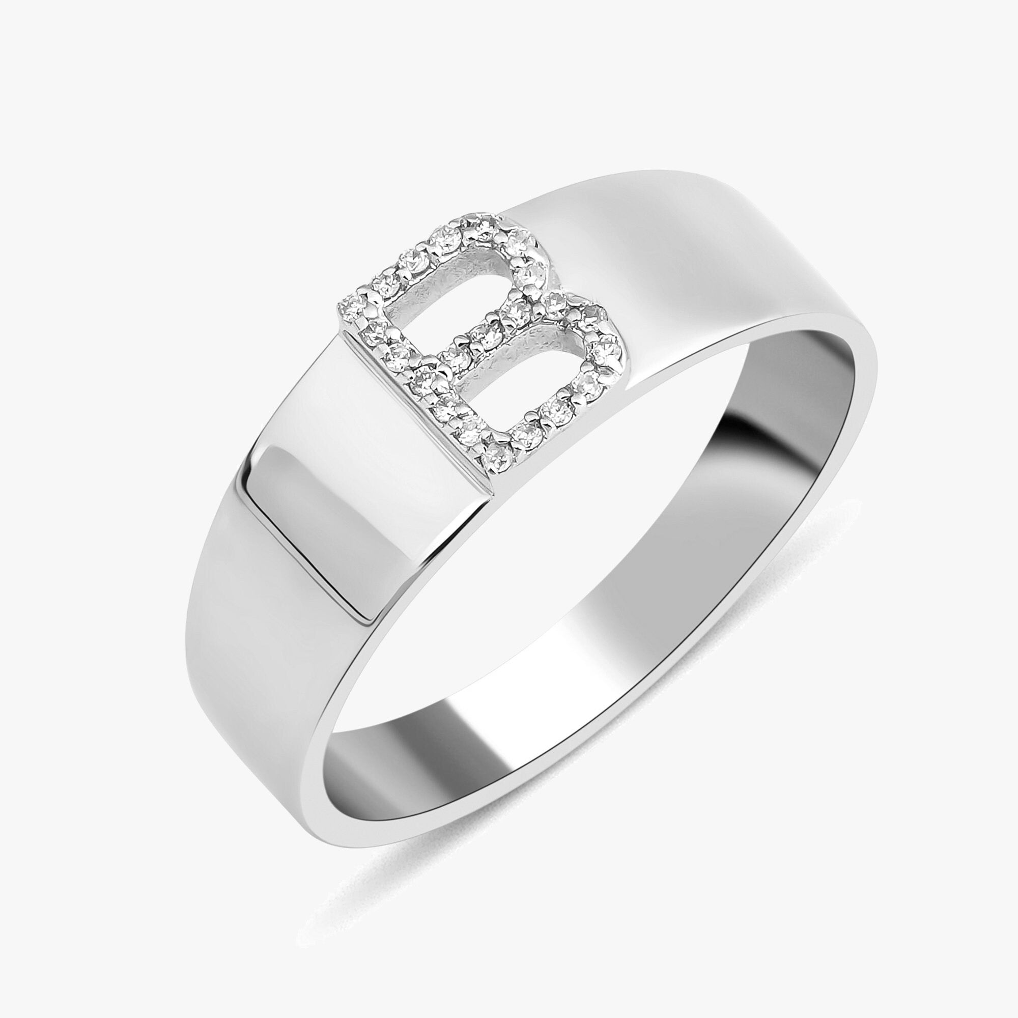 Diamond Initial Ring in 14K Gold
