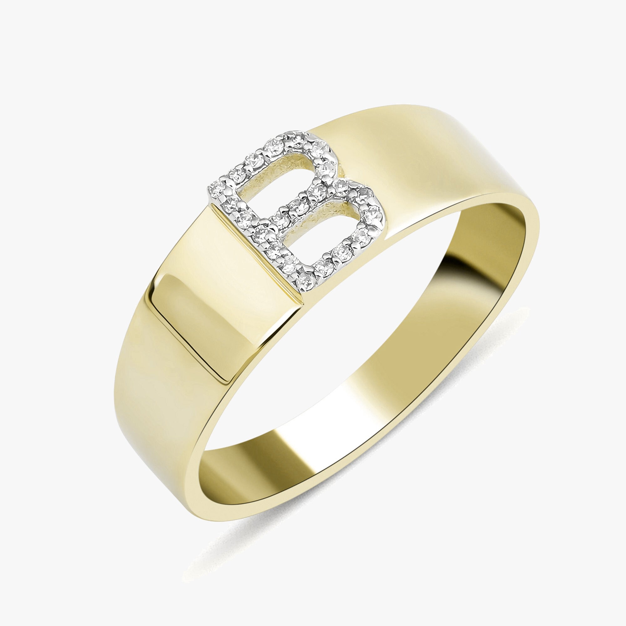 Diamond Initial Ring in 14K Gold